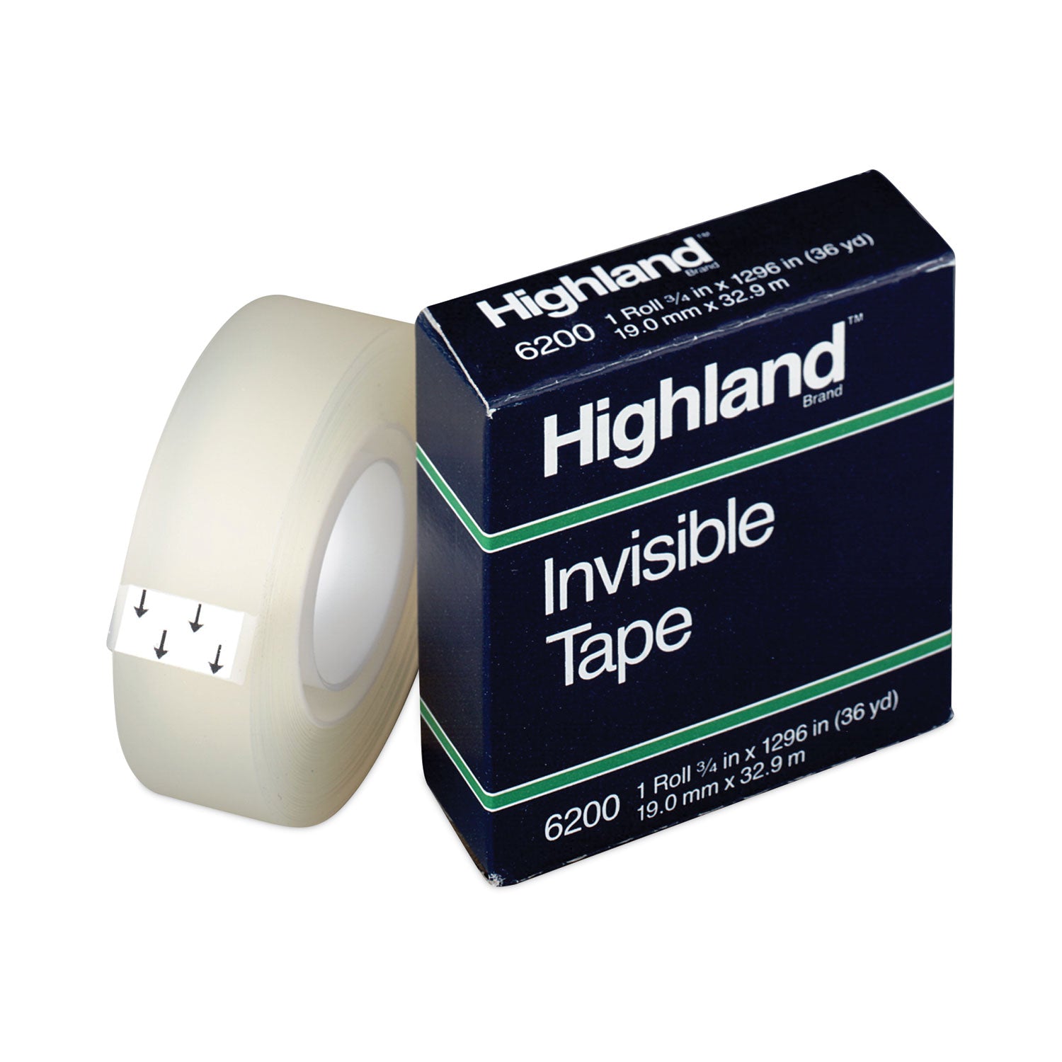 Invisible Permanent Mending Tape, 1" Core, 0.75" x 36 yds, Clear -