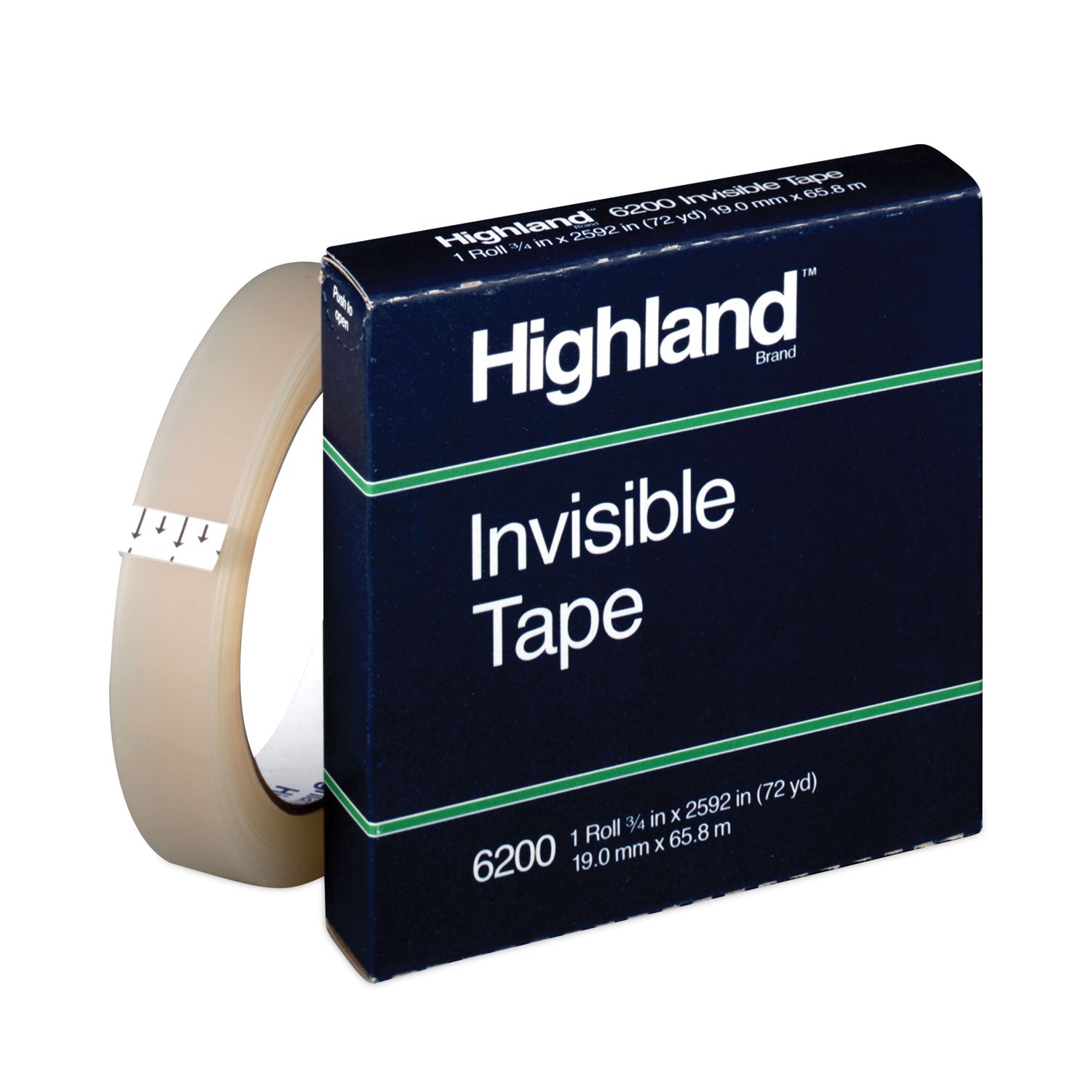 Invisible Permanent Mending Tape, 3" Core, 0.75" x 72 yds, Clear -