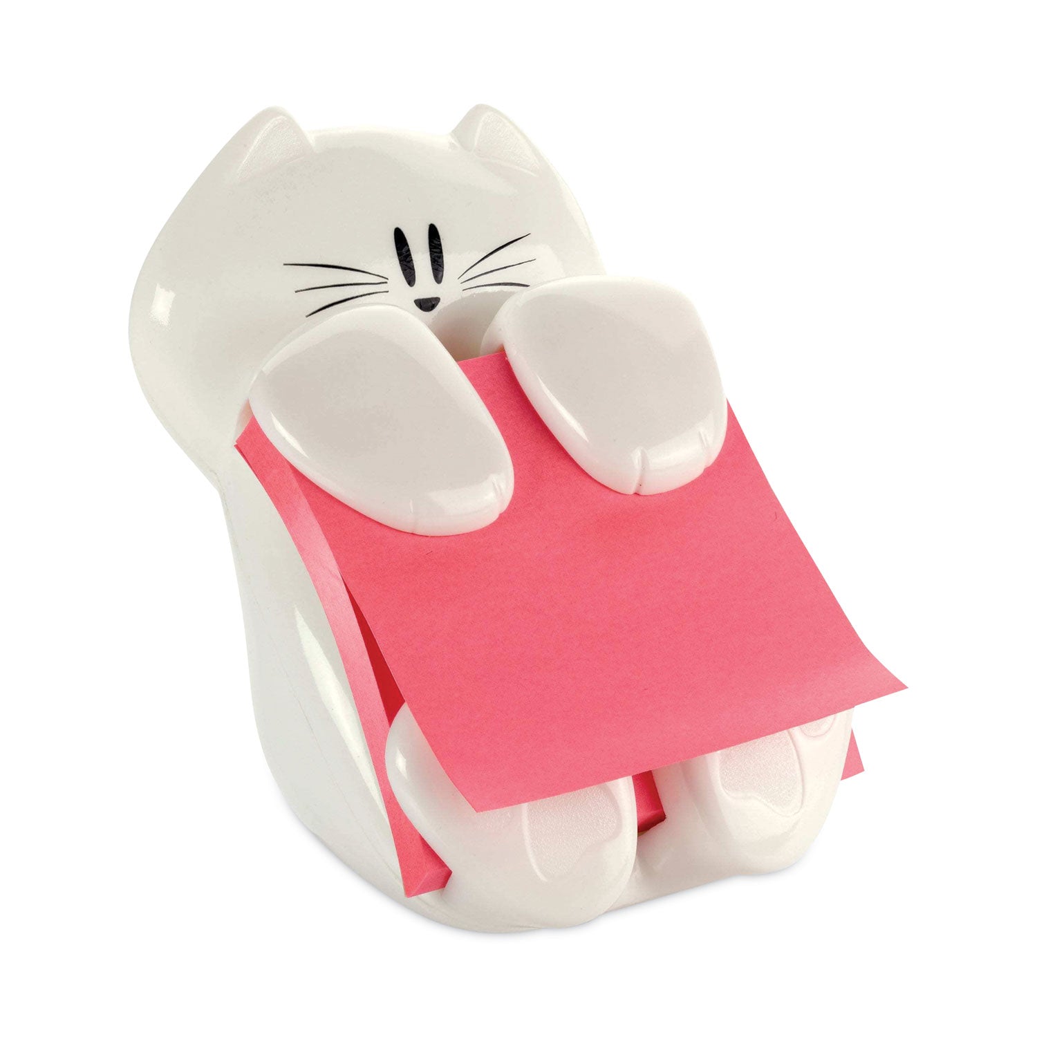 Cat Notes Dispenser, For 3 x 3 Pads, White, Includes (1) Rio de Janeiro Super Sticky Pop-up Pad -