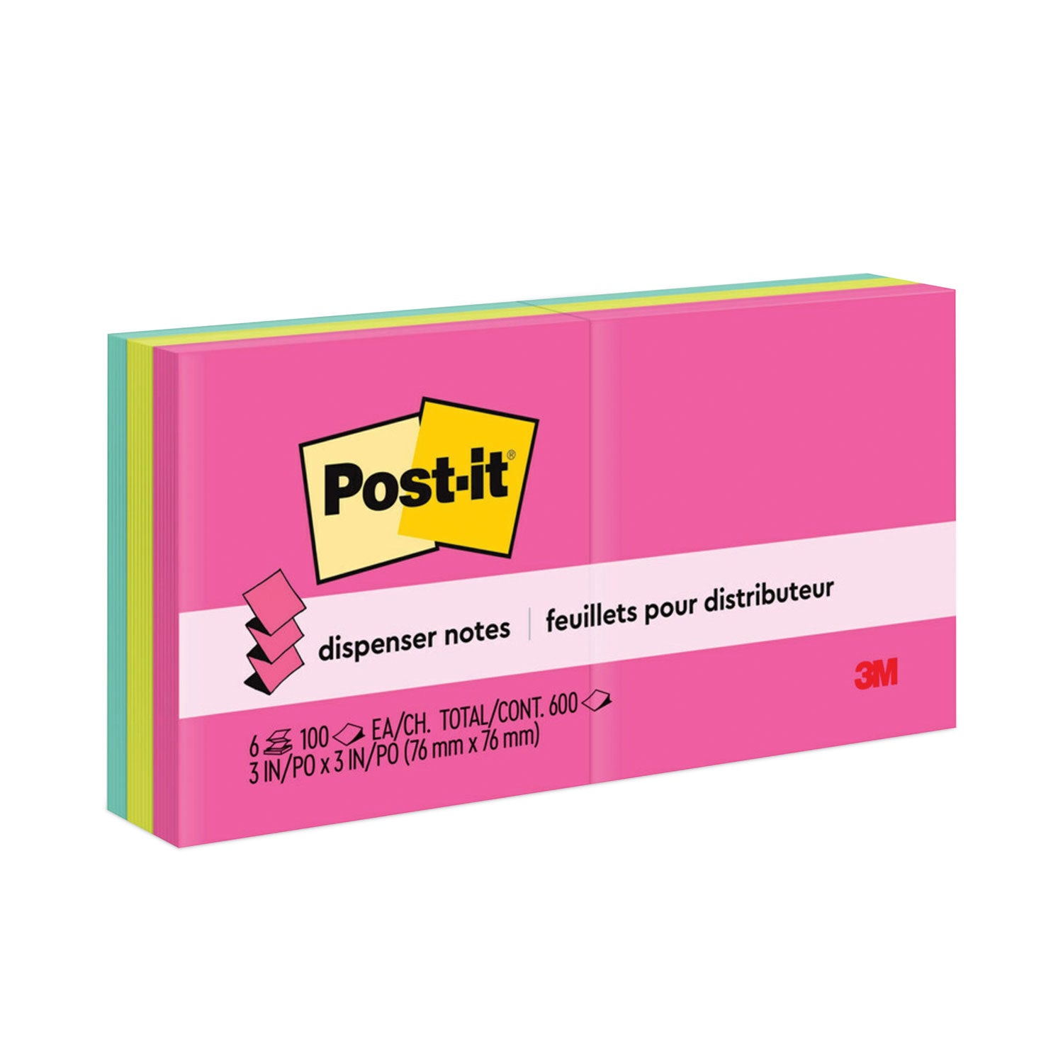 Original Pop-up Refill, 3" x 3", Poptimistic Collection Colors, 100 Sheets/Pad, 6 Pads/Pack -