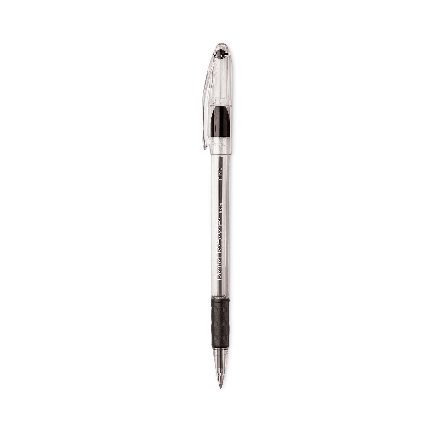 R.S.V.P. Ballpoint Pen Value Pack, Stick, Fine 0.7 mm, Black Ink, Clear/Black Barrel, 24/Pack -