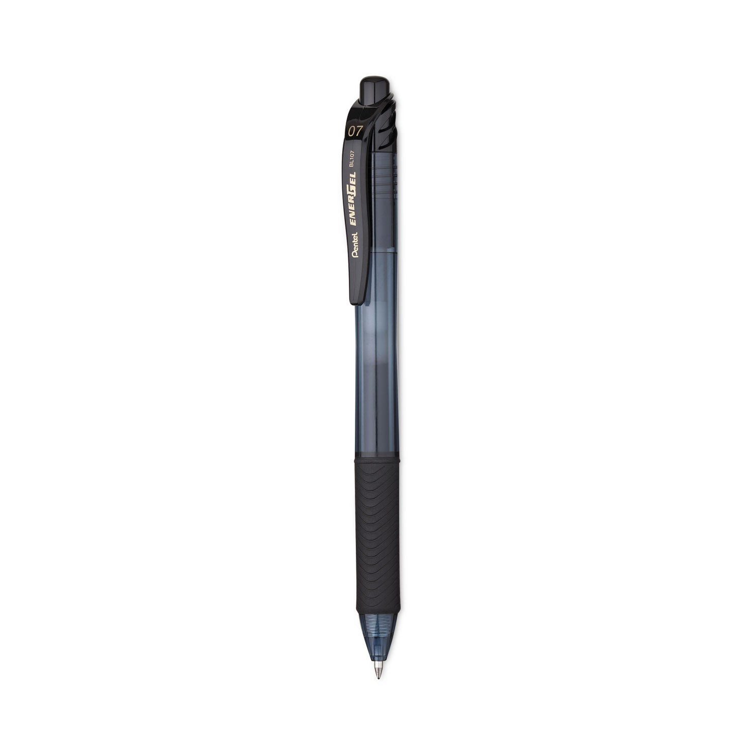 EnerGel-X Gel Pen, Retractable, Medium 0.7 mm, Black Ink, Smoke/Black Barrel, 24/Pack -