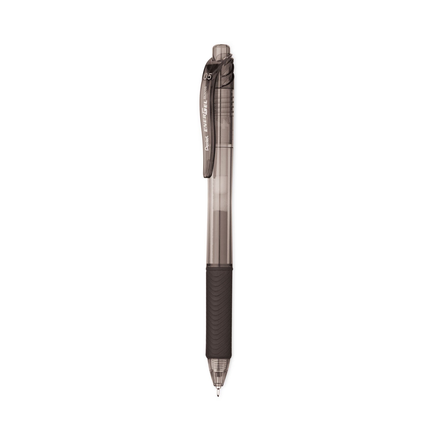 EnerGel-X Gel Pen, Retractable, Fine 0.5 mm Needle Tip, Black Ink, Clear/Black Barrel, 24/Pack -