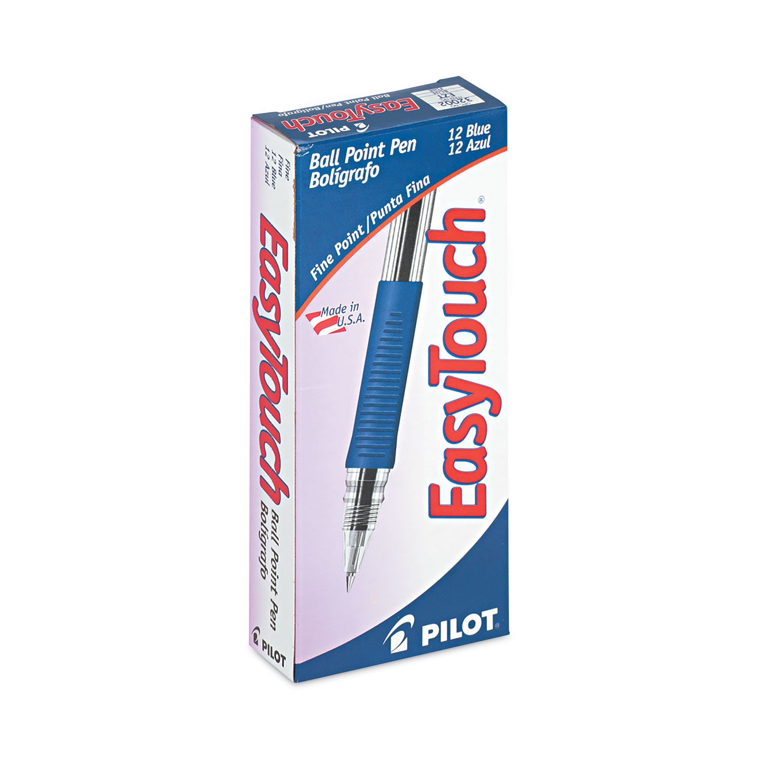 EasyTouch Ballpoint Pen, Stick, Fine 0.7 mm, Blue Ink, Clear/Blue Barrel, Dozen -