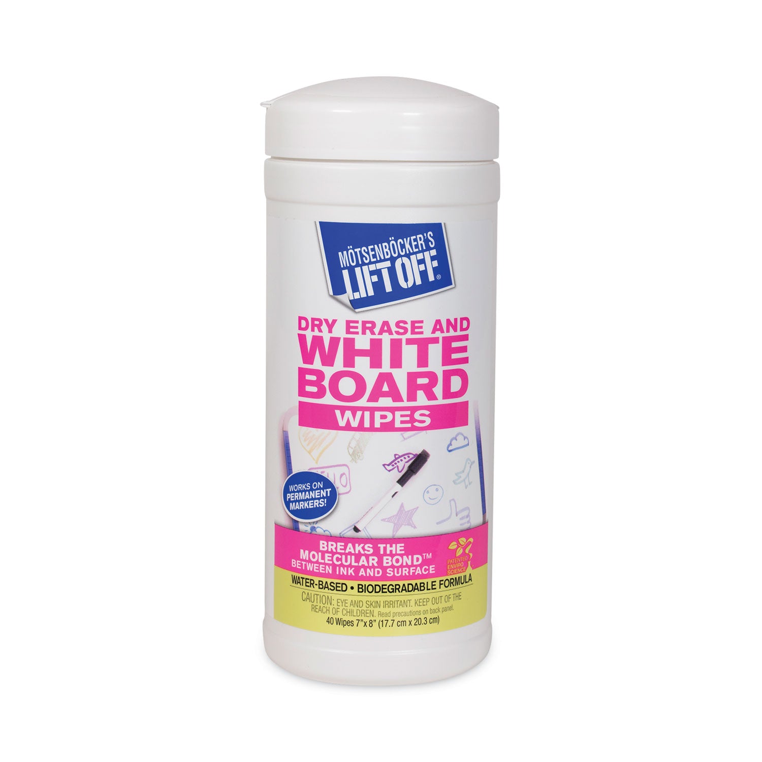 Dry Erase Cleaner Wipes, Cloth, 7 x 12, 40/Canister, 6 Canisters/Carton -