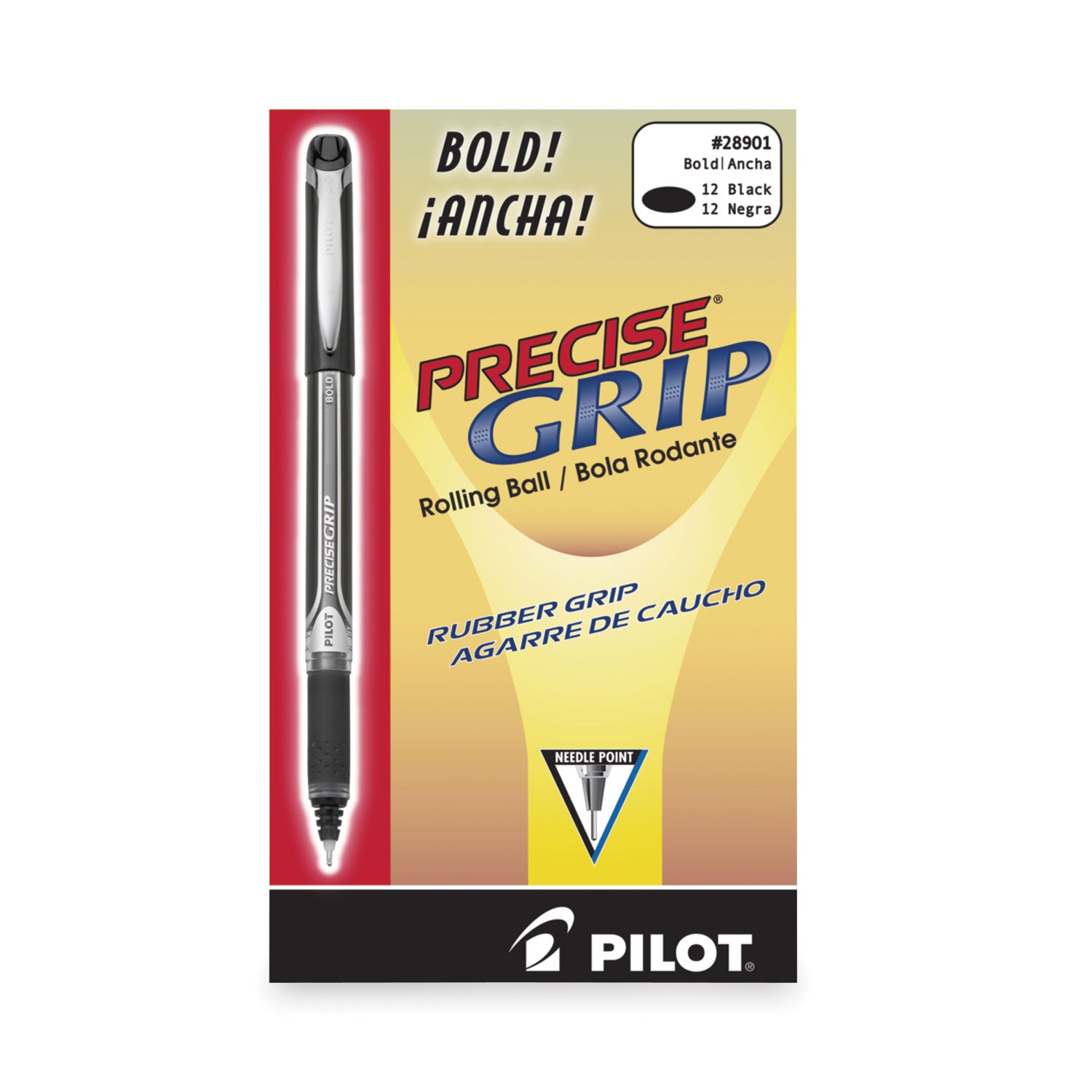 Precise Grip Roller Ball Pen, Stick, Bold 1 mm, Black Ink, Black Barrel -