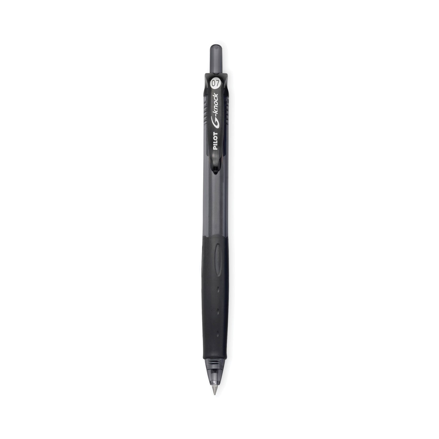 G-Knock BeGreen Gel Pen, Retractable, Fine 0.7 mm, Black Ink, Smoke/Black Barrel, Dozen -