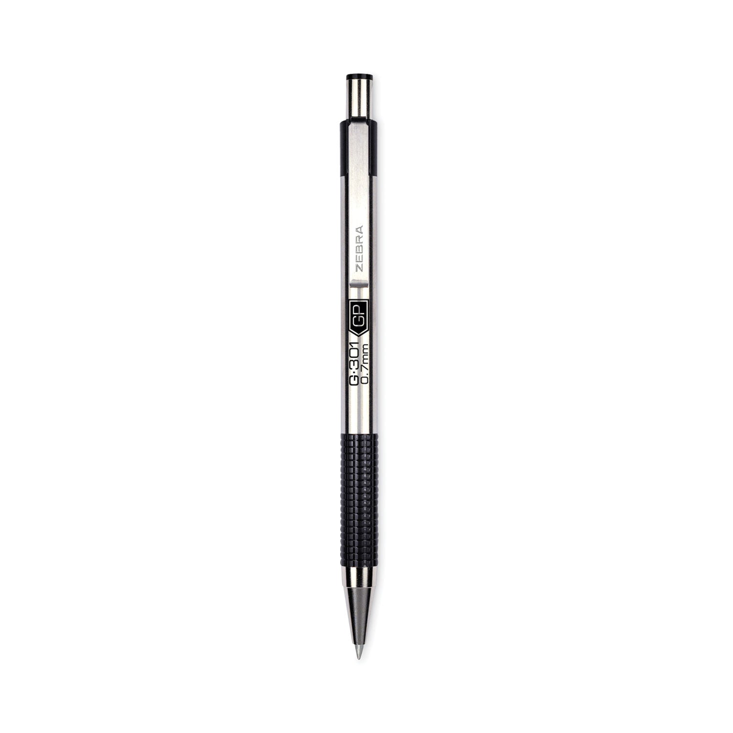 G-301 Gel Pen, Retractable, Medium 0.7 mm, Black Ink, Stainless Steel/Black Barrel -