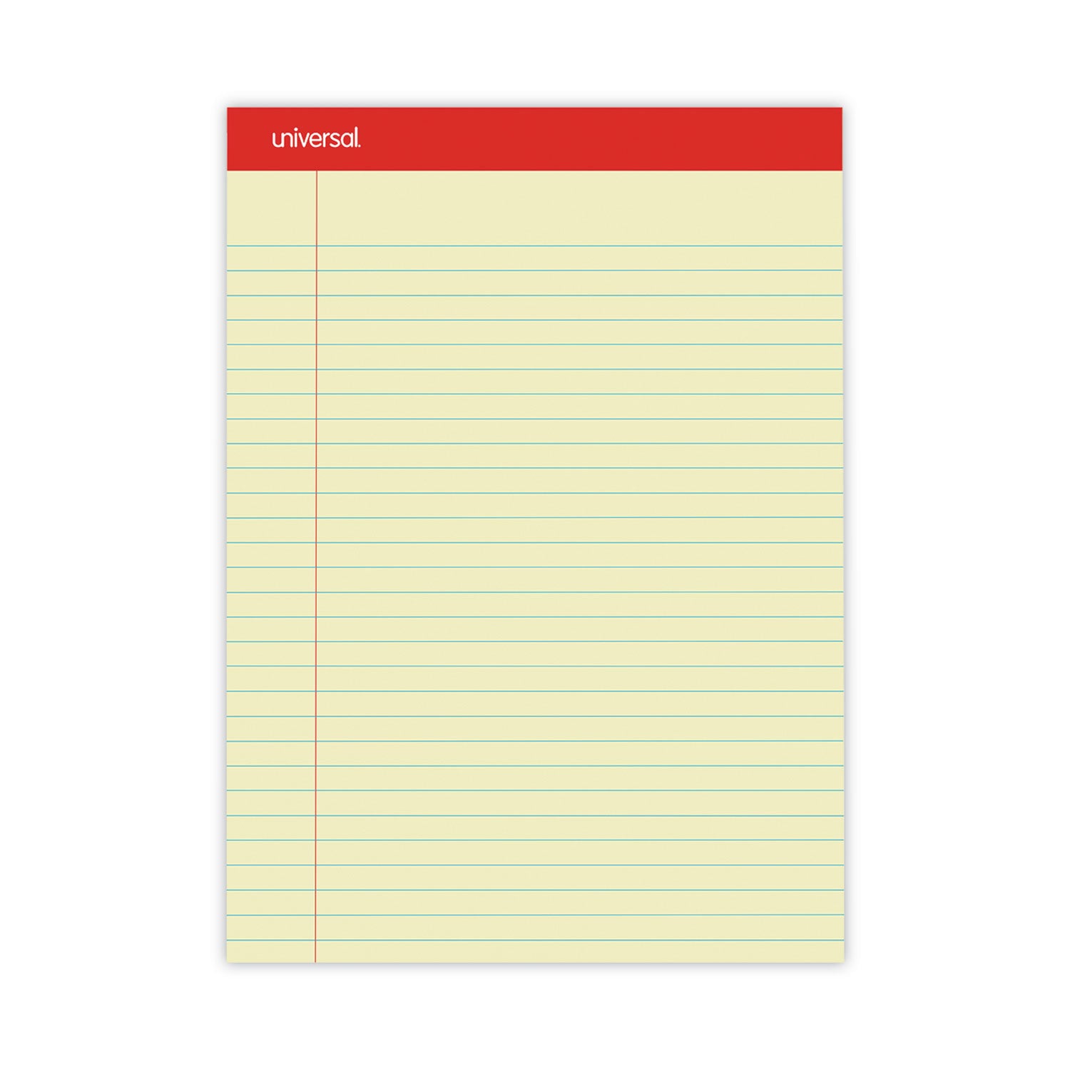 Perforated Ruled Writing Pads, Wide/Legal Rule, Red Headband, 50 Canary-Yellow 8.5 x 11.75 Sheets, Dozen -