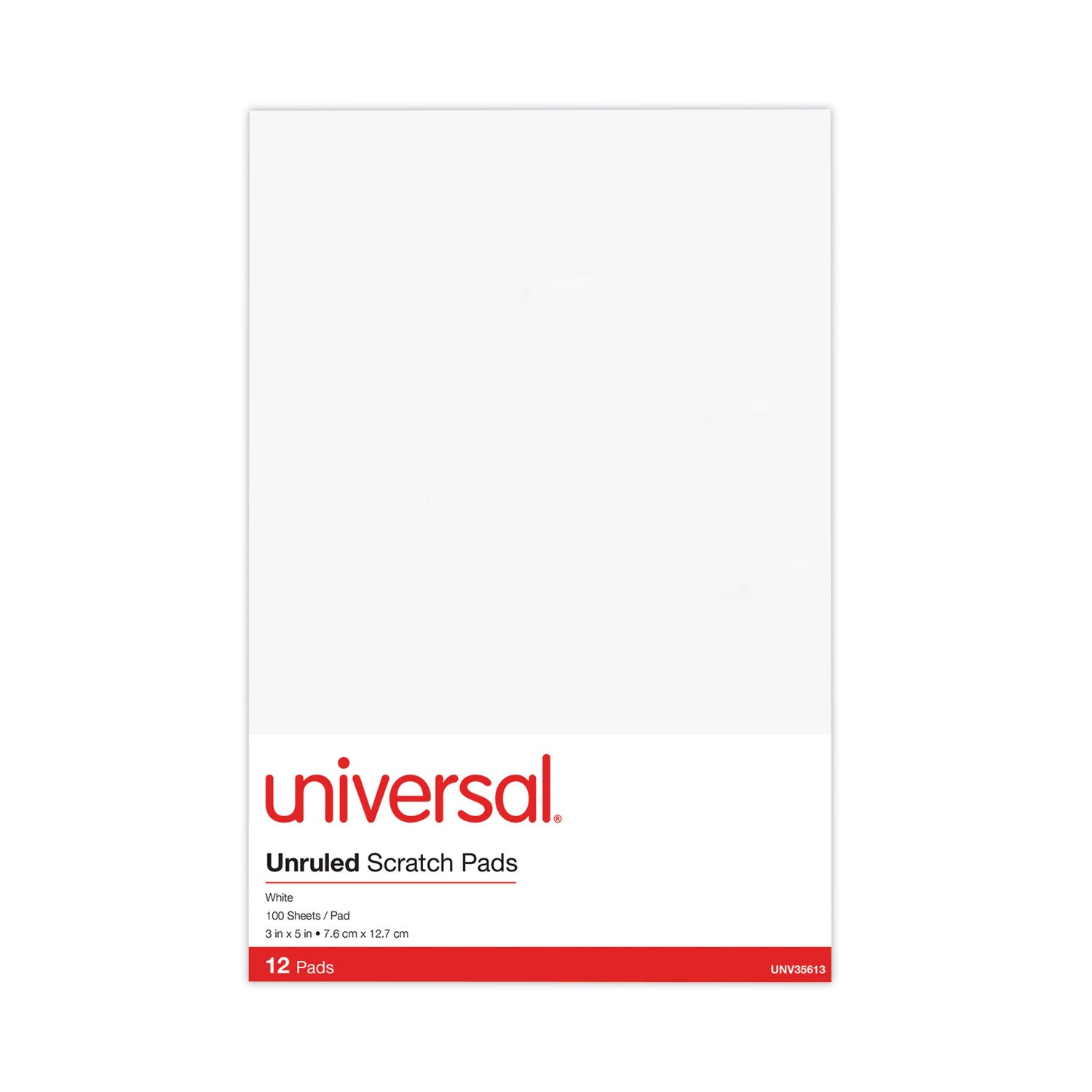 Scratch Pads, Unruled, 3 x 5, White, 100 Sheets, 12/Pack -
