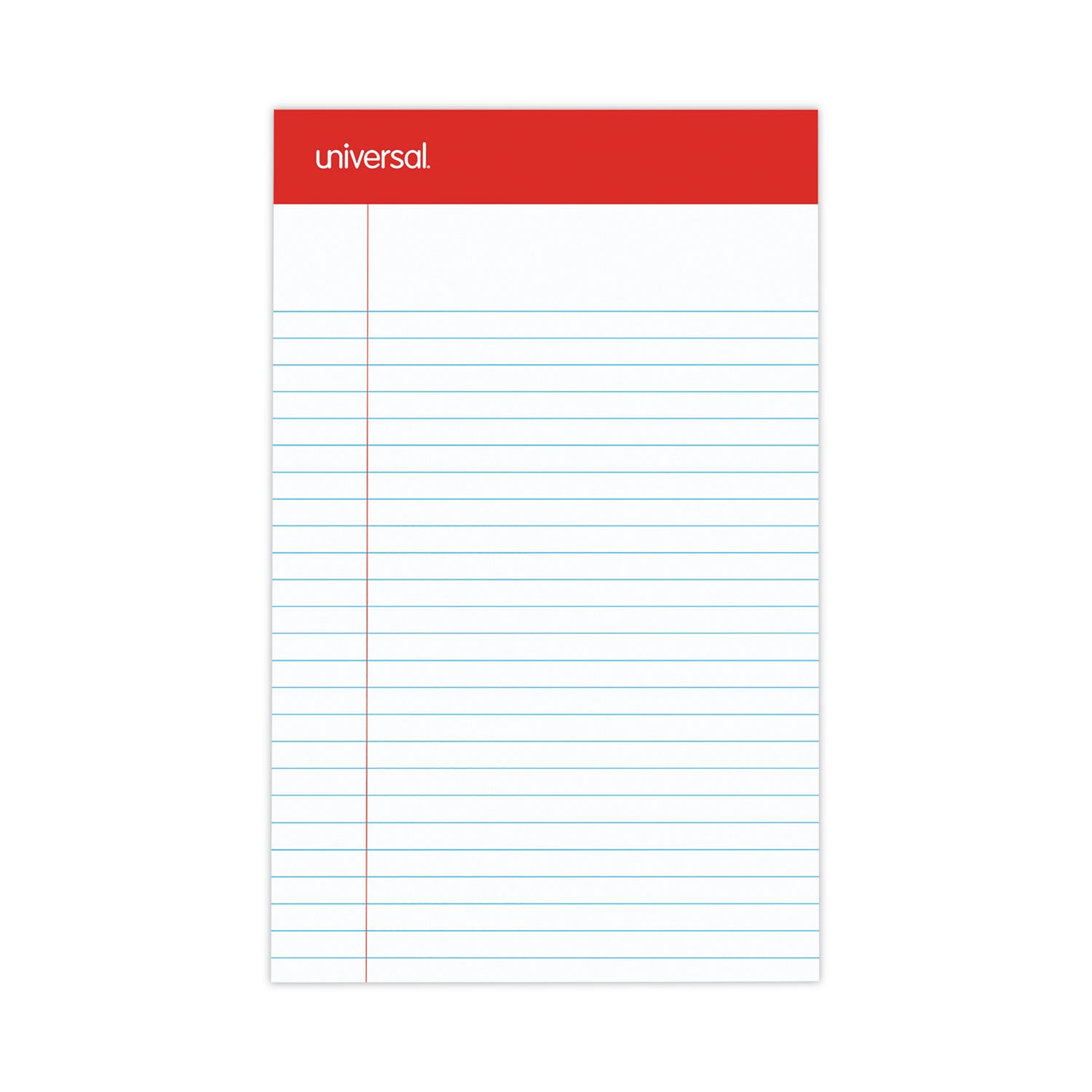 Perforated Ruled Writing Pads, Narrow Rule, Red Headband, 50 White 5 x 8 Sheets, Dozen -