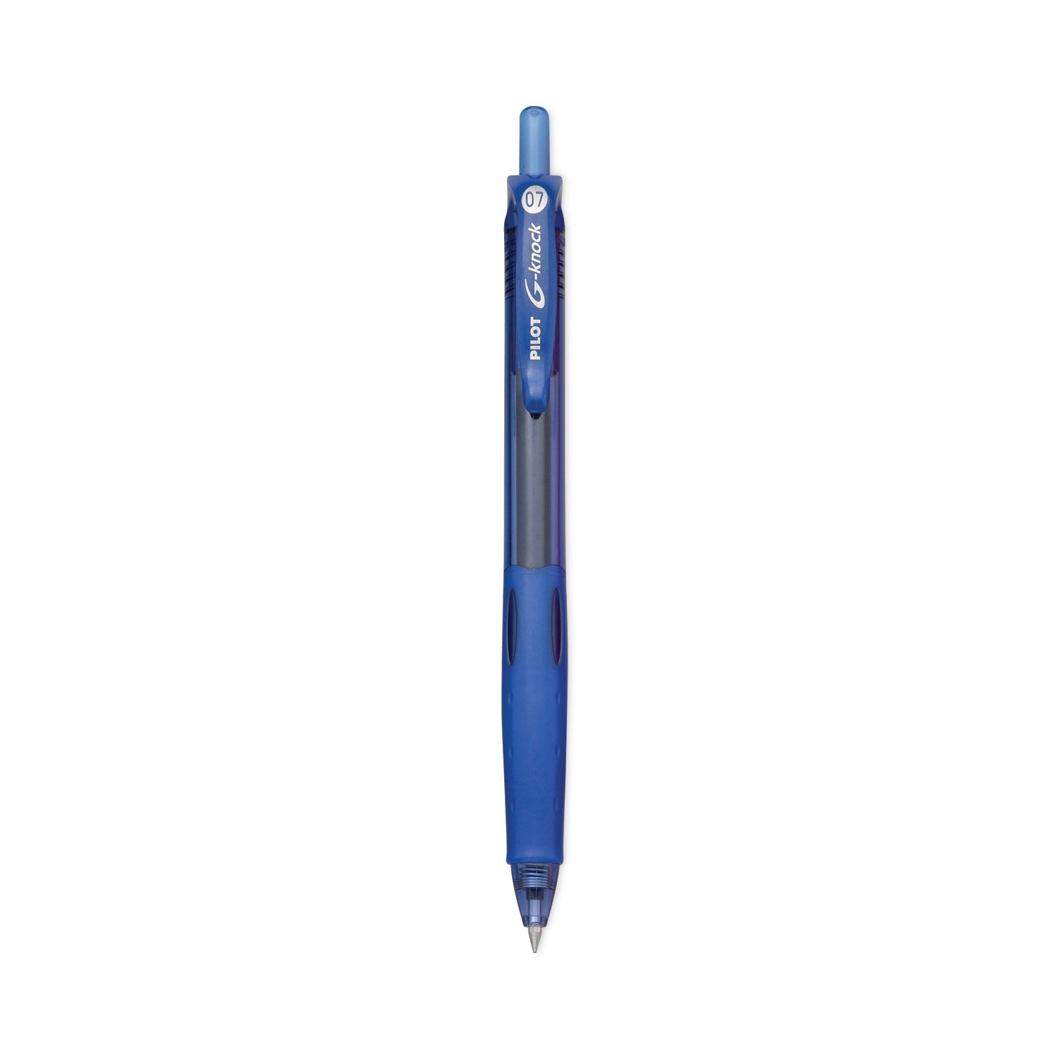 G-Knock BeGreen Gel Pen, Retractable, Fine 0.7 mm, Blue Ink, Translucent Blue/Blue Barrel, Dozen -