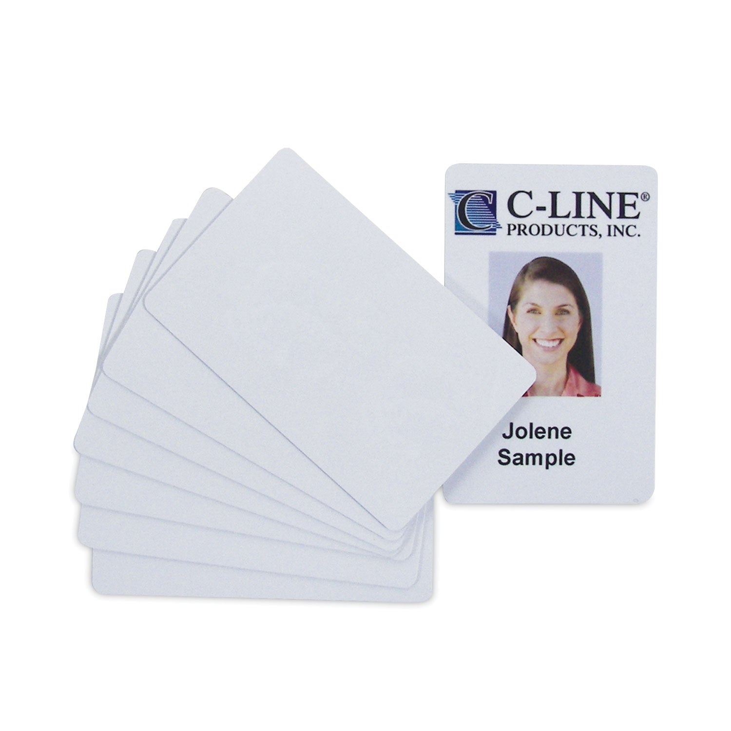 PVC ID Badge Card, 3.38 x 2.13, White, 100/Pack -