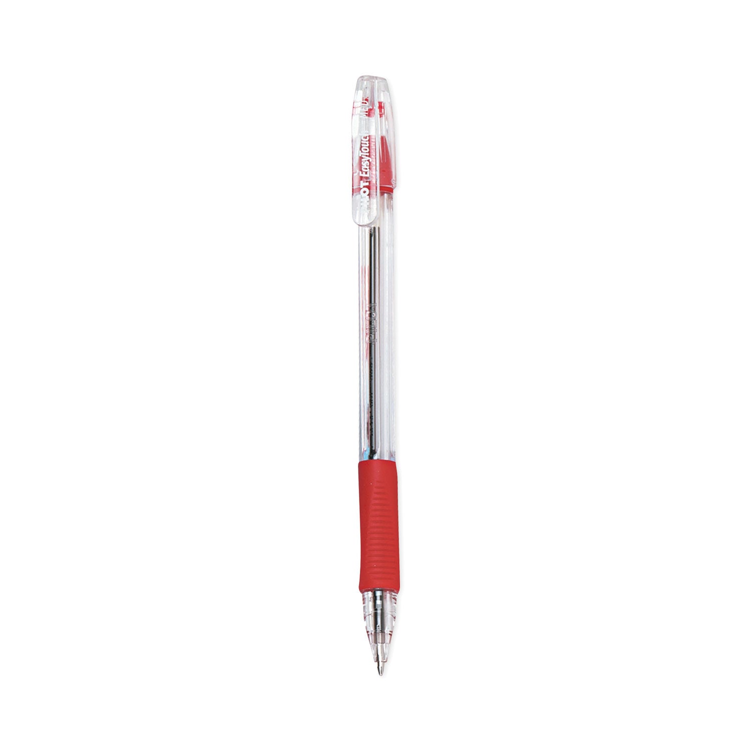 EasyTouch Ballpoint Pen, Stick, Medium 1 mm, Red Ink, Clear/Red Barrel, Dozen -