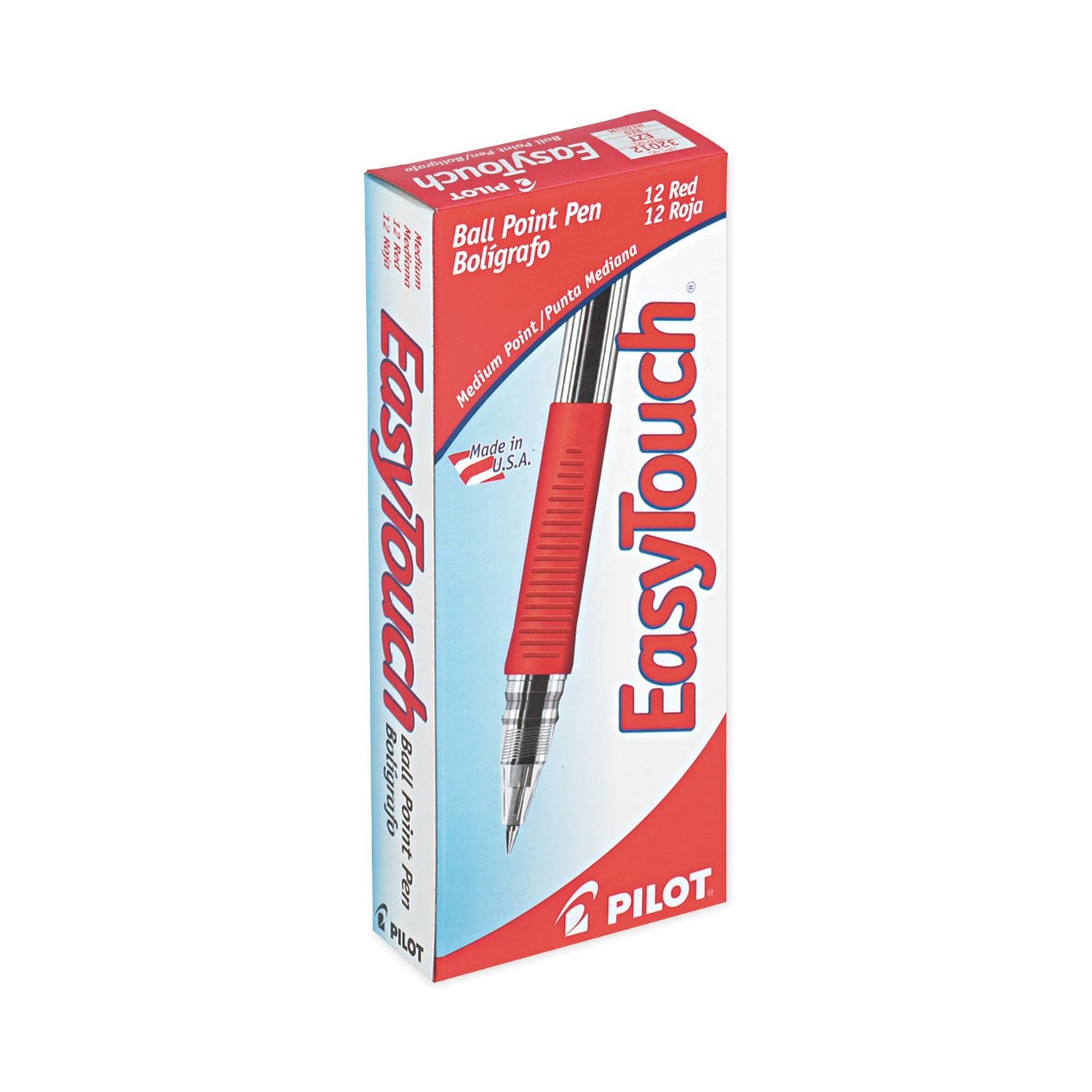 EasyTouch Ballpoint Pen, Stick, Medium 1 mm, Red Ink, Clear/Red Barrel, Dozen -