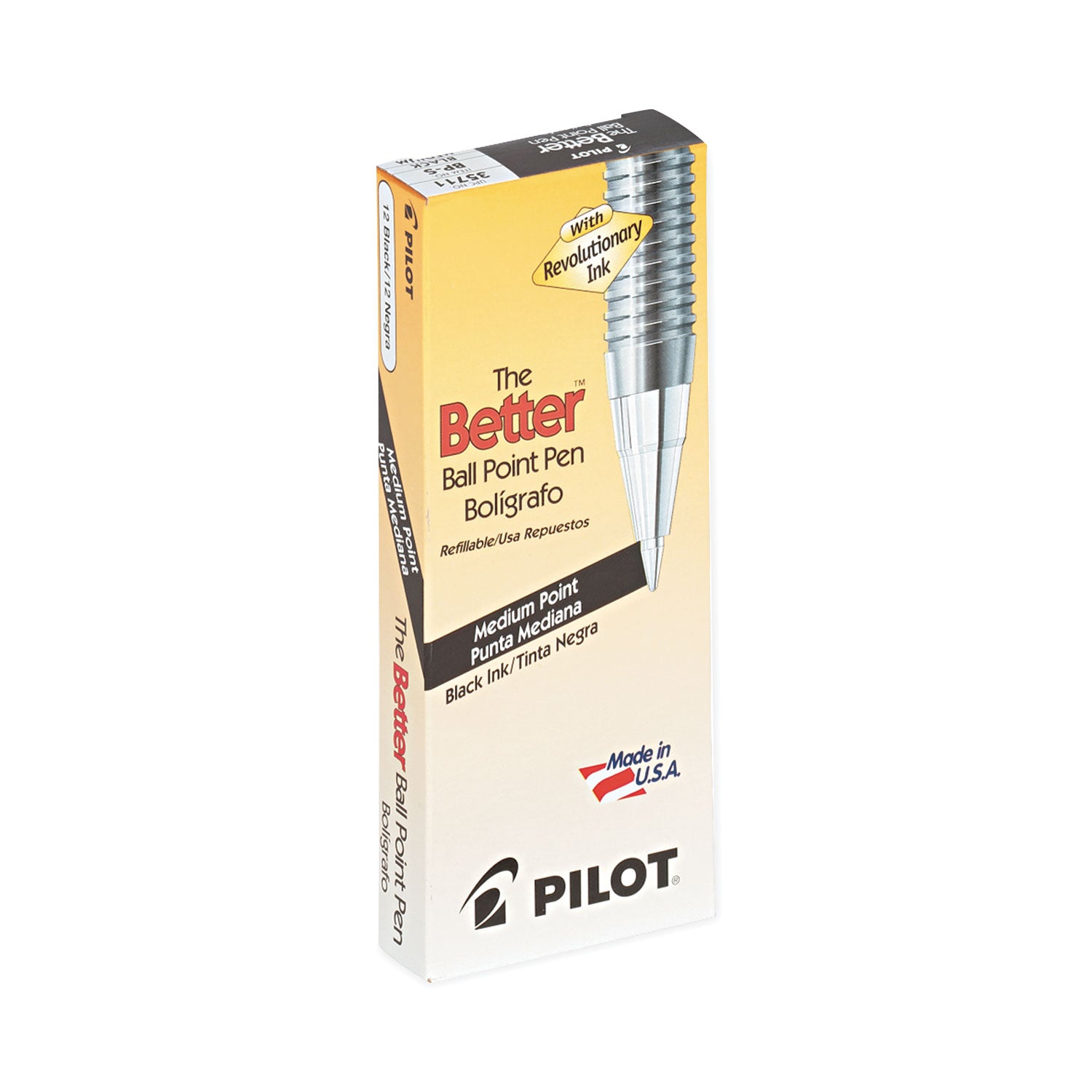 Better Ballpoint Pen, Stick, Medium 1 mm, Black Ink, Smoke Barrel, Dozen -