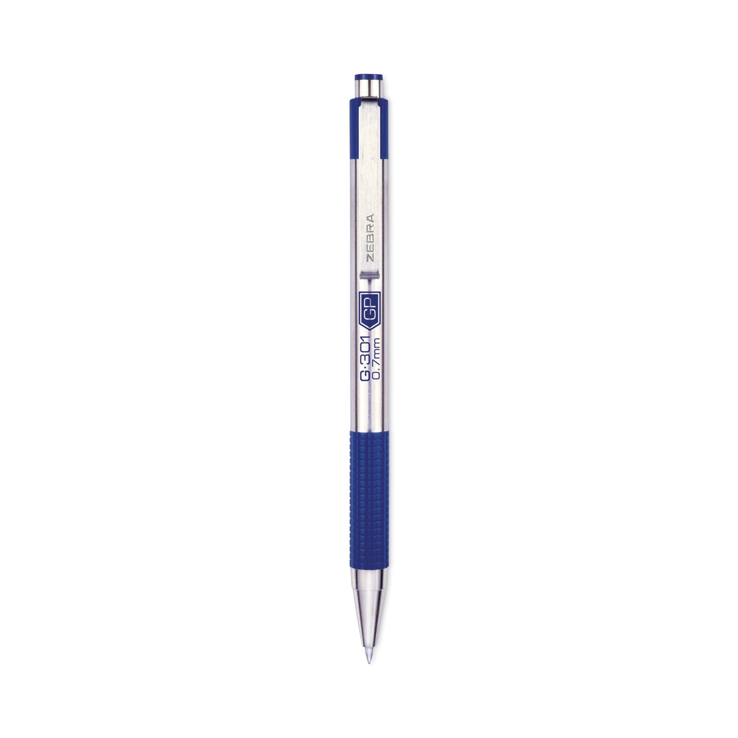 G-301 Gel Pen, Retractable, Medium 0.7 mm, Blue Ink, Stainless Steel/Blue Barrel -