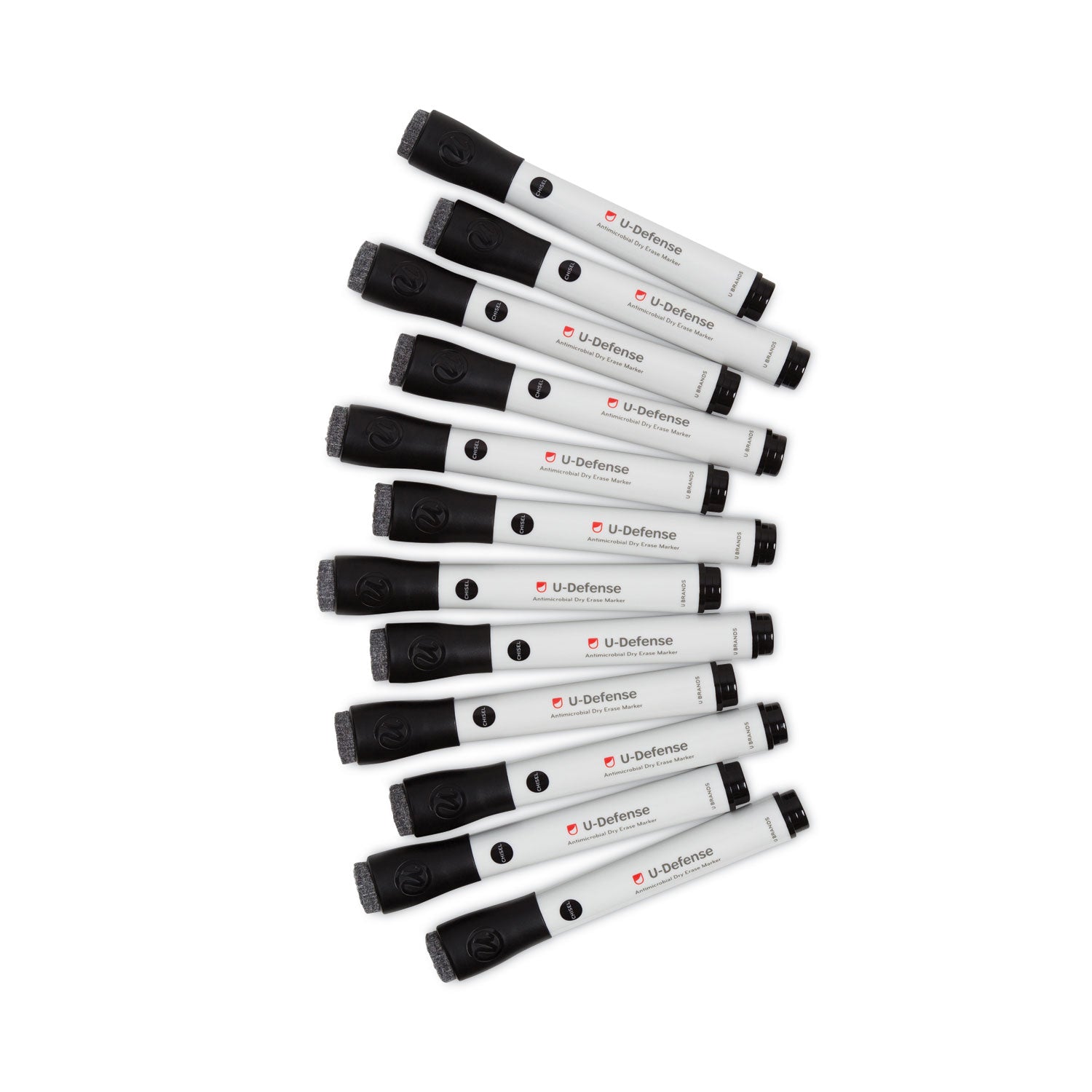 u-defense-antimicrobial-dry-erase-markers-broad-chisel-tip-black-12-pack_ubr3284u0012 - 2