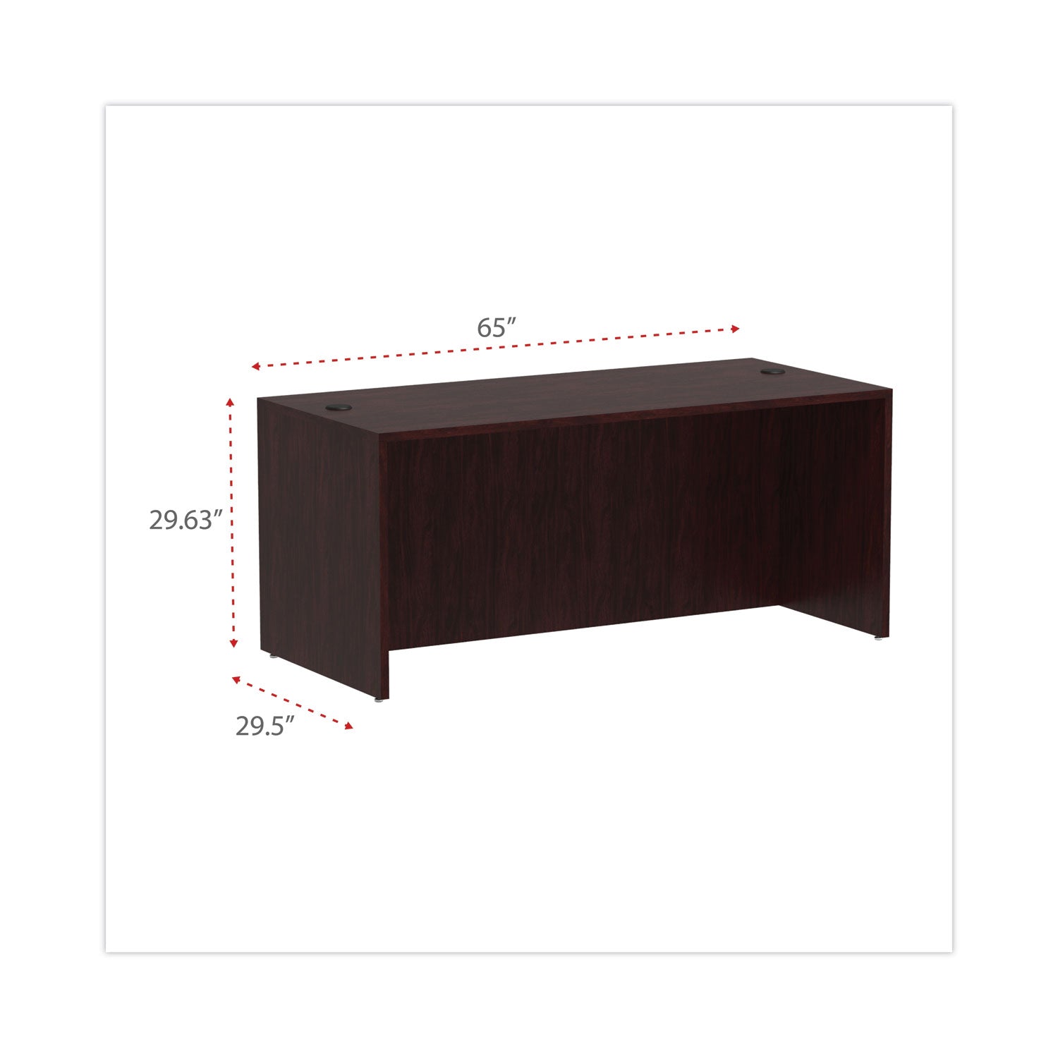 Alera Valencia Series Straight Front Desk Shell, 65" x 29.5" x 29.63", Mahogany -