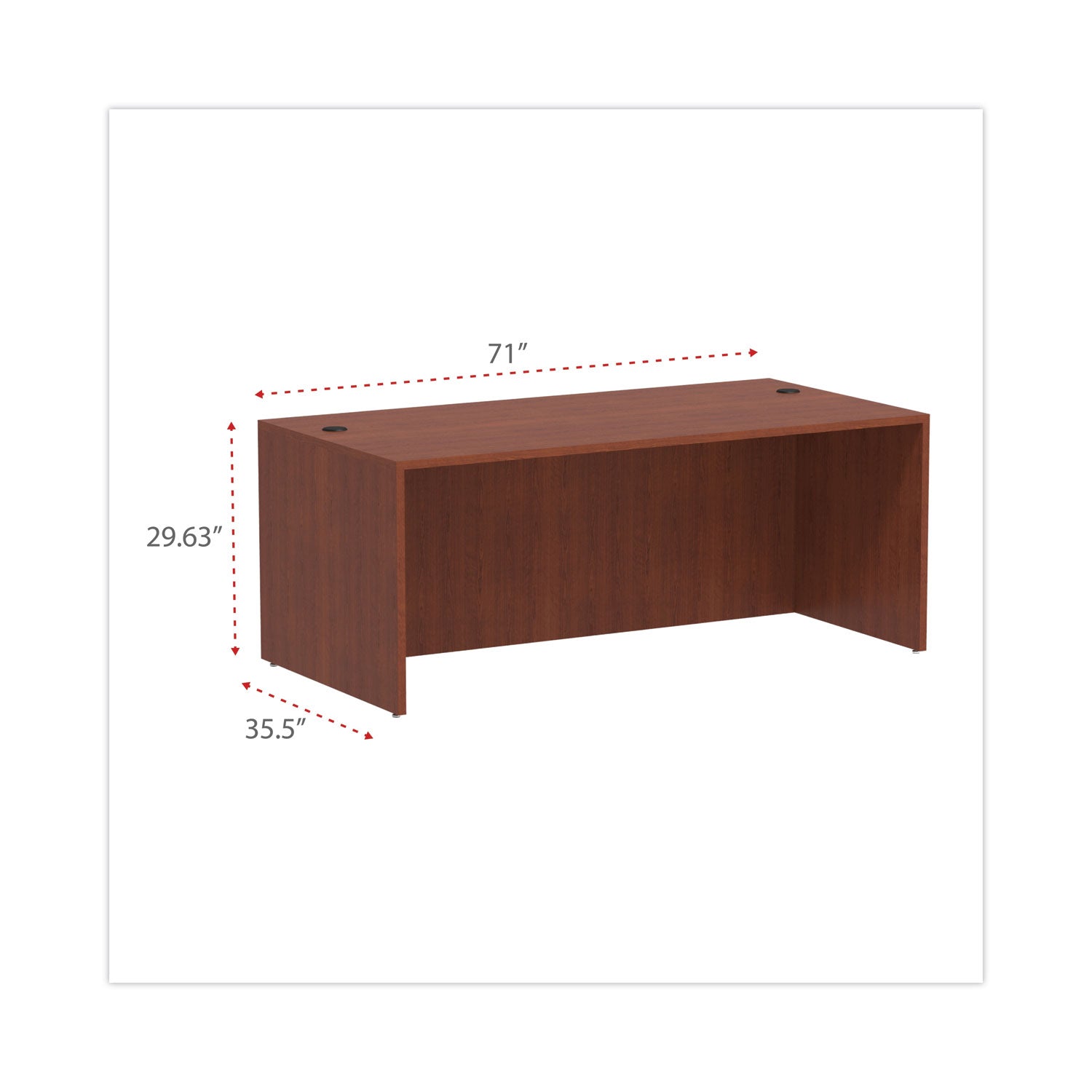 Alera Valencia Series Straight Front Desk Shell, 71" x 35.5" x 29.63", Medium Cherry -