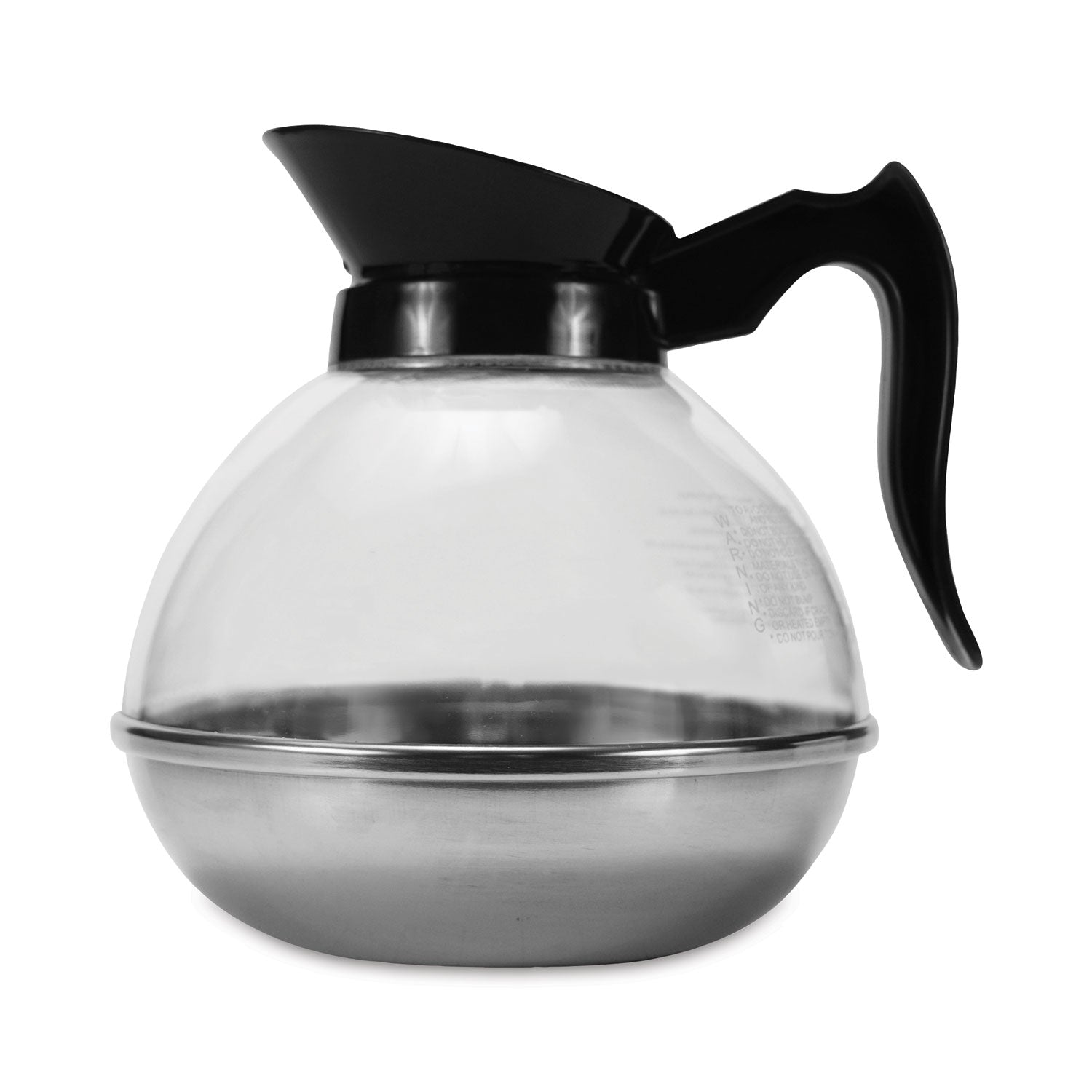 Unbreakable Regular Coffee Decanter, 12-Cup, Stainless Steel/Polycarbonate, Black Handle -