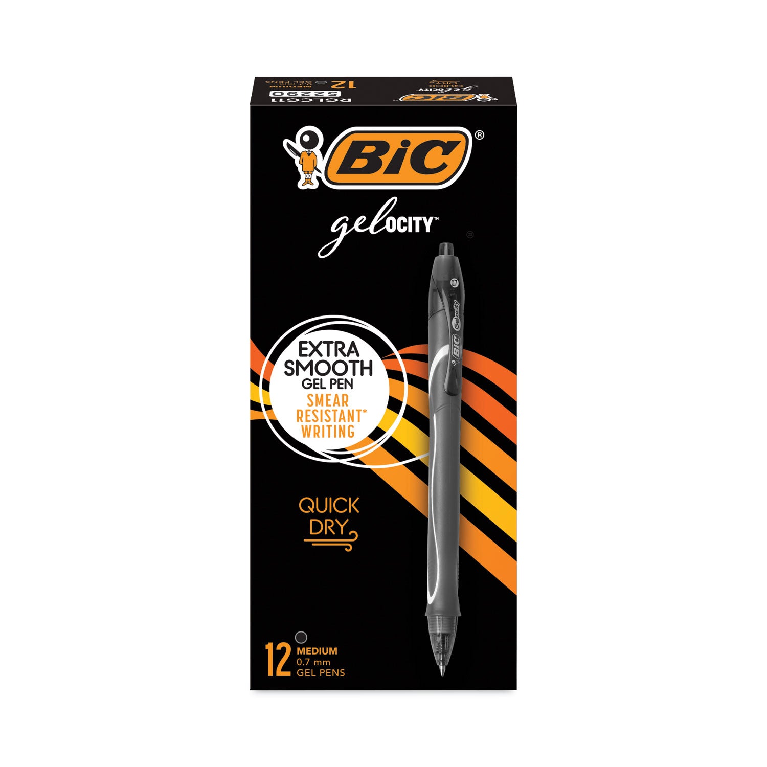 gel-ocity-quick-dry-gel-pen-retractable-medium-07-mm-black-ink-black-barrel-dozen_bicrglcg11bk - 1