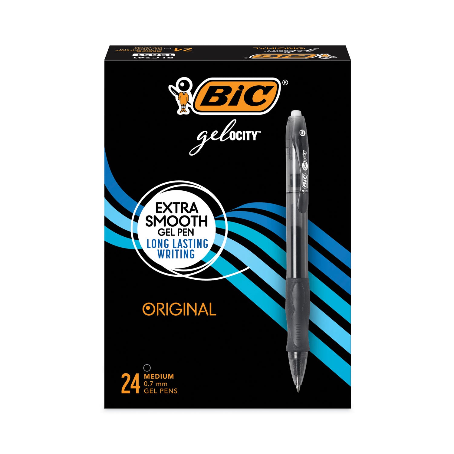 Gel-ocity Gel Pen Value Pack, Retractable, Medium 0.7 mm, Black Ink, Clear/Black Barrel, 24/Pack -