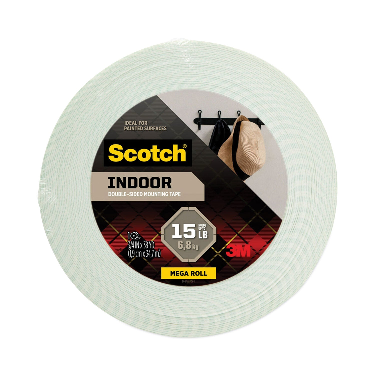 Permanent High-Density Foam Mounting Tape, Holds Up to 2 lbs, 0.75" x 38 yds, White -