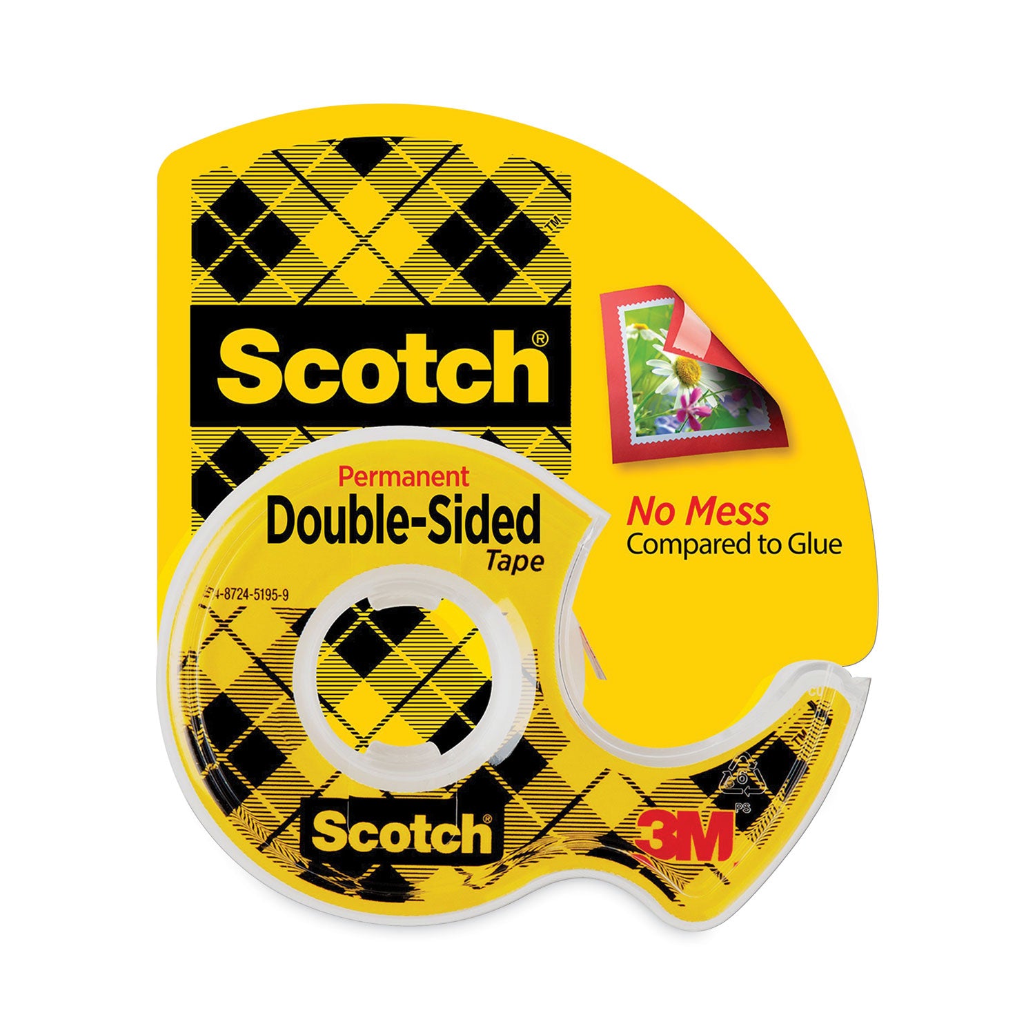 Double-Sided Permanent Tape in Handheld Dispenser, 1" Core, 0.5" x 20.83 ft, Clear -