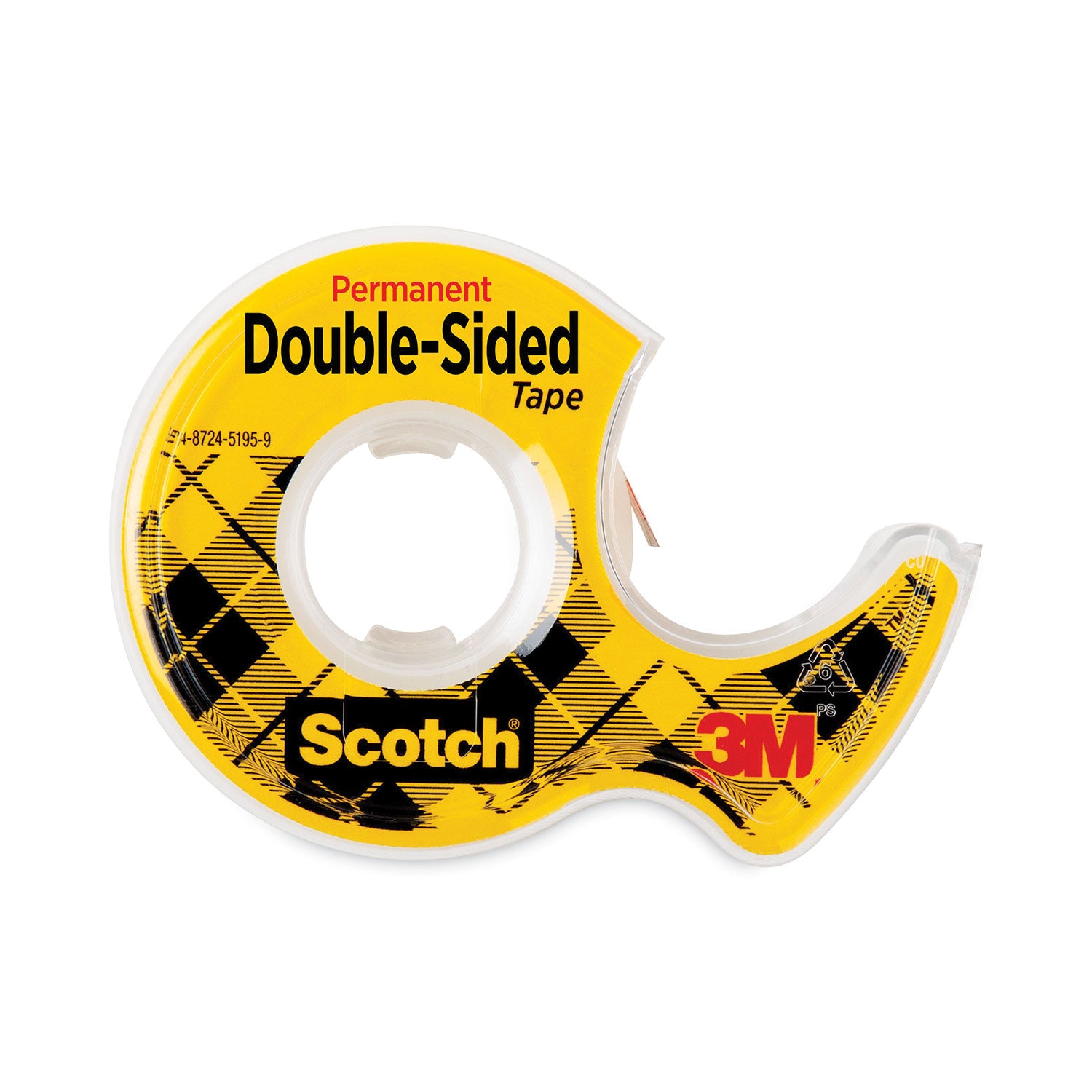 Double-Sided Permanent Tape in Handheld Dispenser, 1" Core, 0.5" x 37.5 ft, Clear -