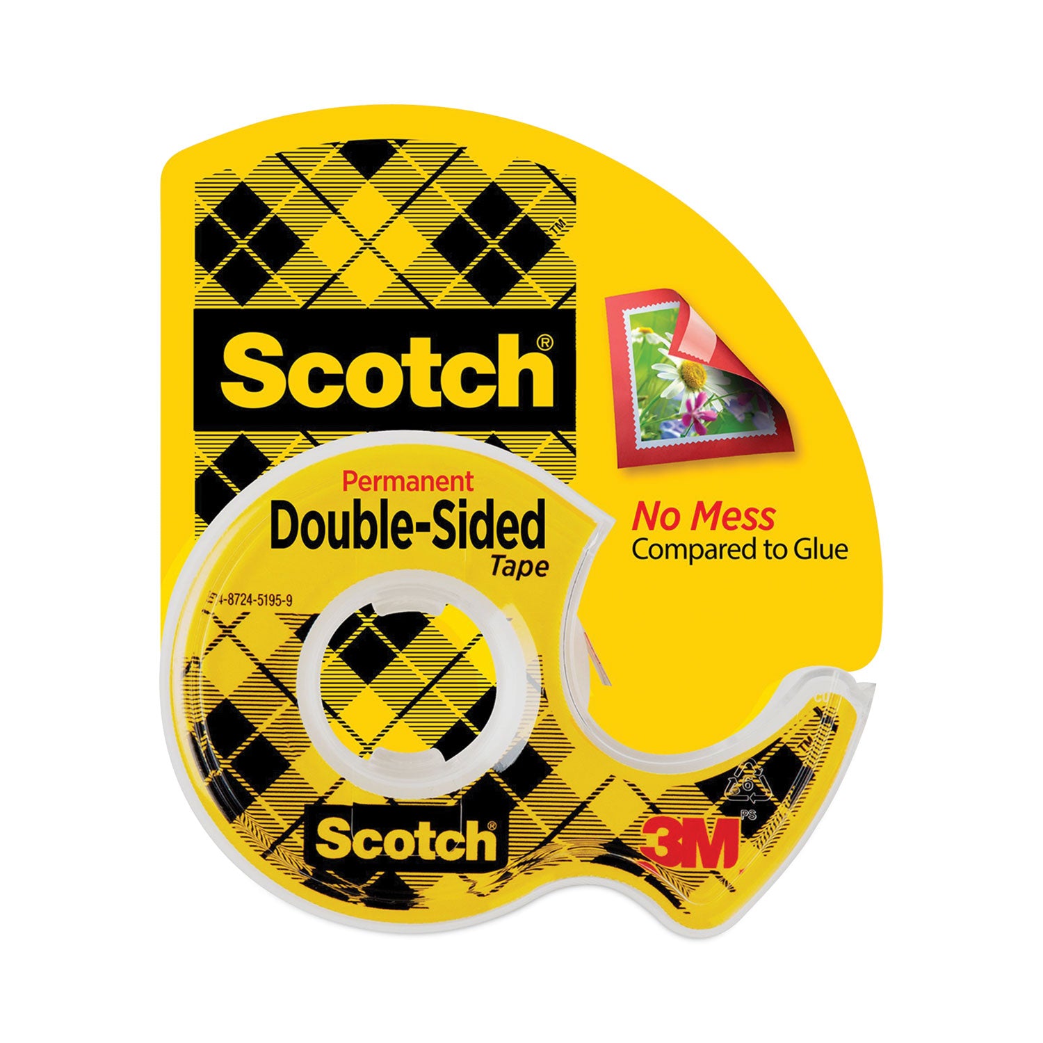 Double-Sided Permanent Tape in Handheld Dispenser, 1" Core, 0.5" x 37.5 ft, Clear -