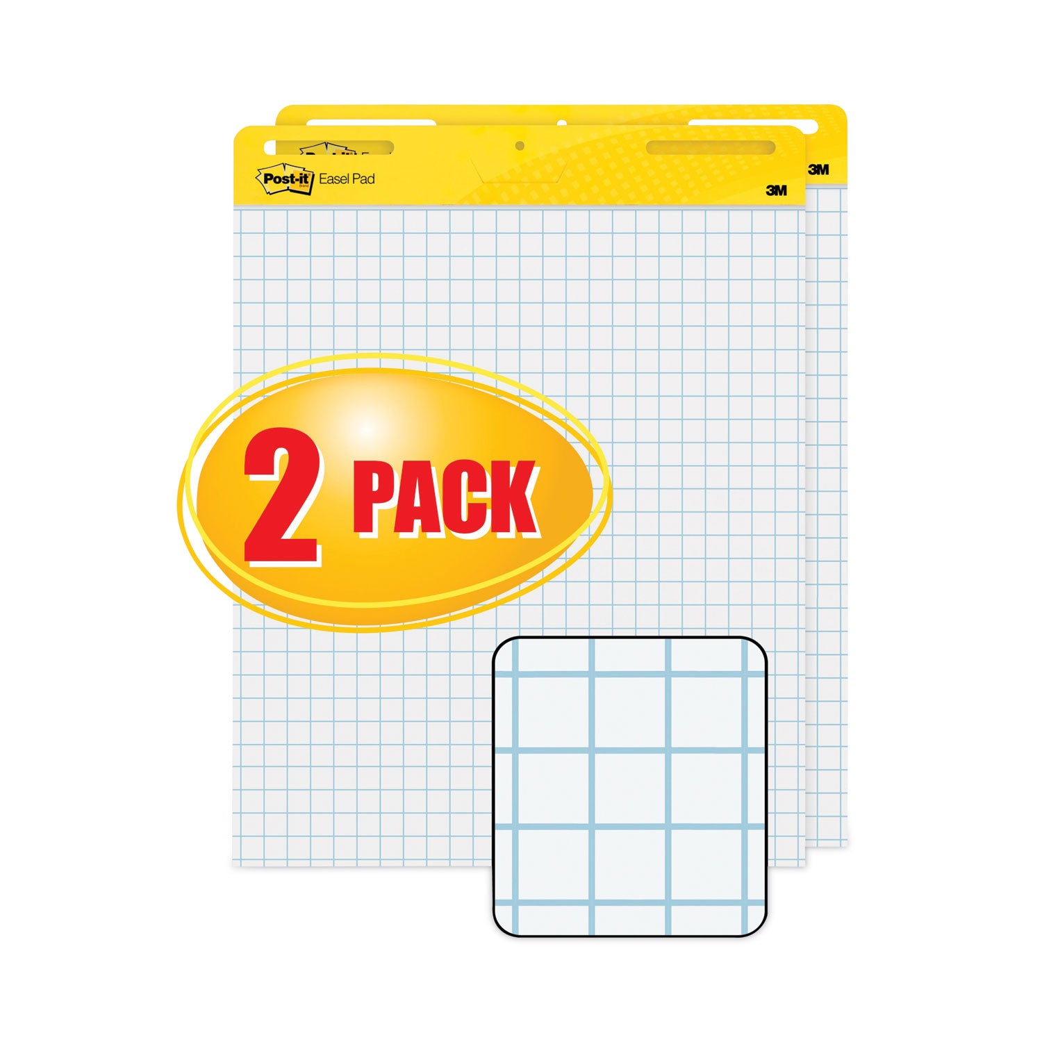 Vertical-Orientation Self-Stick Easel Pads, Quadrille Rule (1 sq/in), 25 x 30, White, 30 Sheets, 2/Carton -