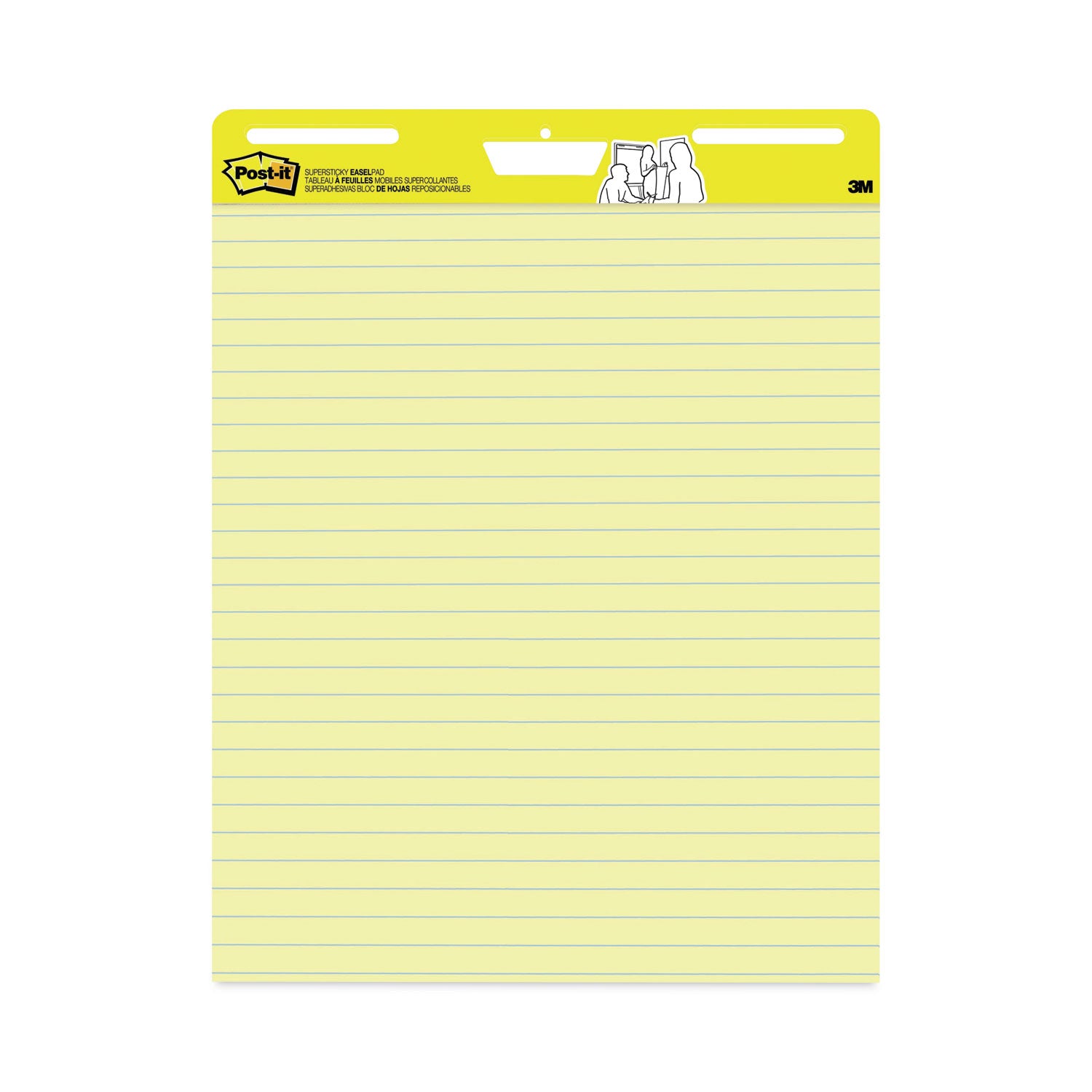 Vertical-Orientation Self-Stick Easel Pads, Presentation Format (1.5" Rule), 25 x 30, Yellow, 30 Sheets, 2/Carton -