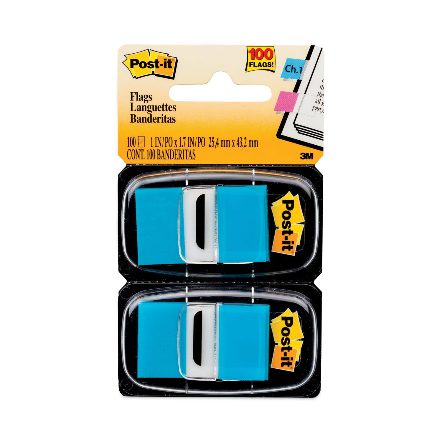 Standard Page Flags in Dispenser, Bright Blue, 50 Flags/Dispenser, 2 Dispensers/Pack -