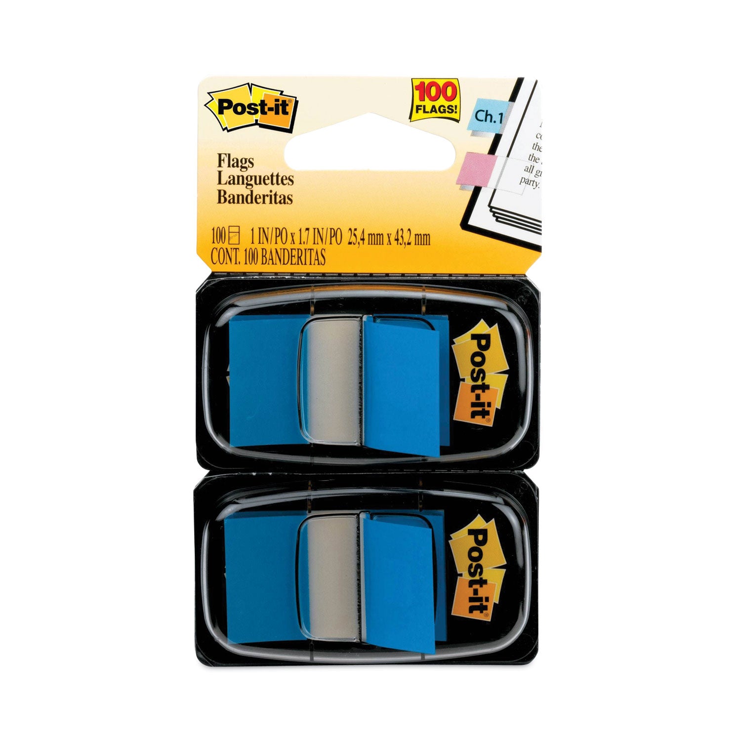 Standard Page Flags in Dispenser, Blue, 50 Flags/Dispenser, 2 Dispensers/Pack -