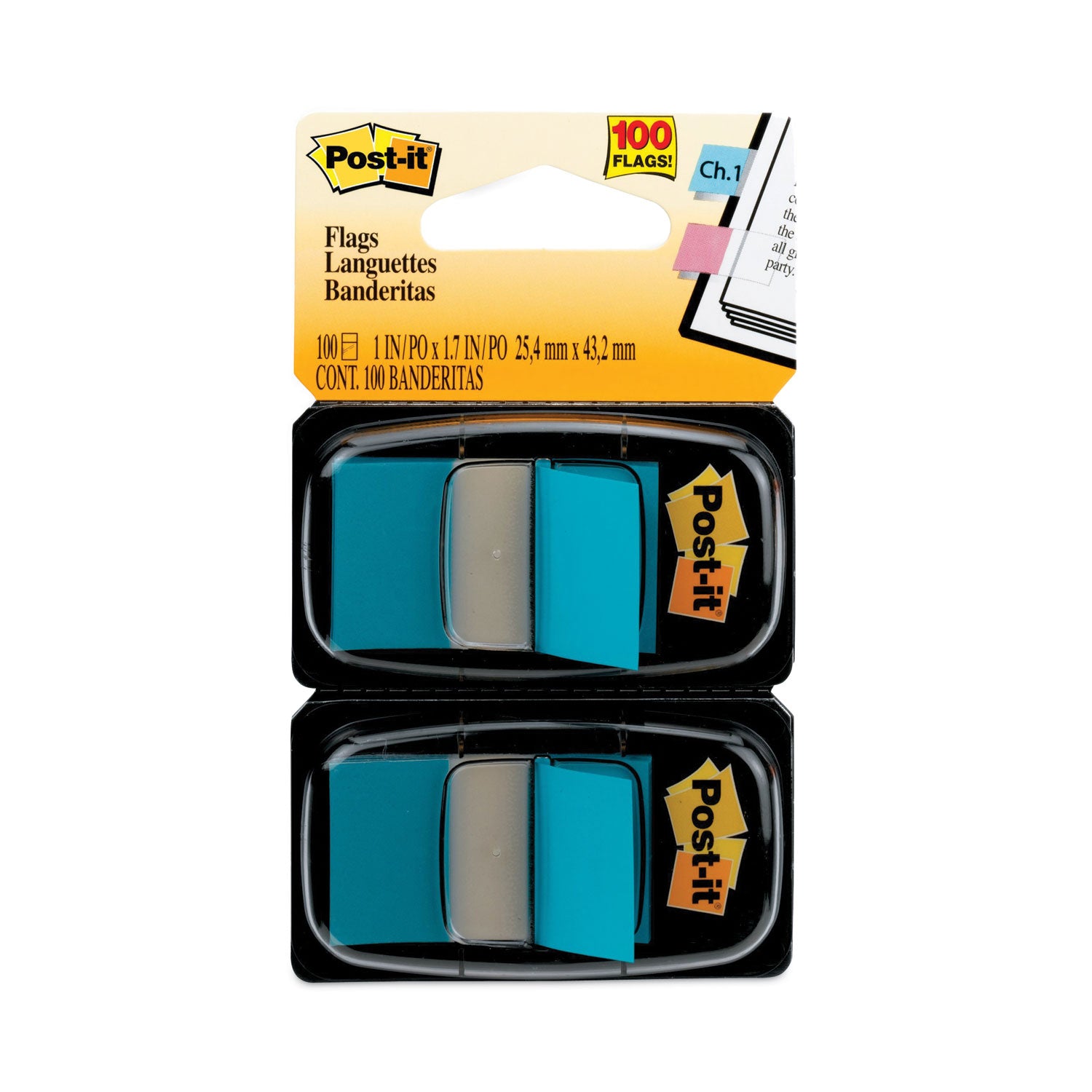 Standard Page Flags in Dispenser, Blue, 50 Flags/Dispenser, 2 Dispensers/Pack -