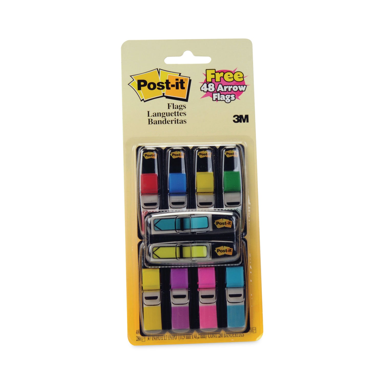 Page Flag Value Pack, 0.5 x 1.75, Assorted Colors, 280 Page Flags, 48, 1/2" Arrows/Pack -