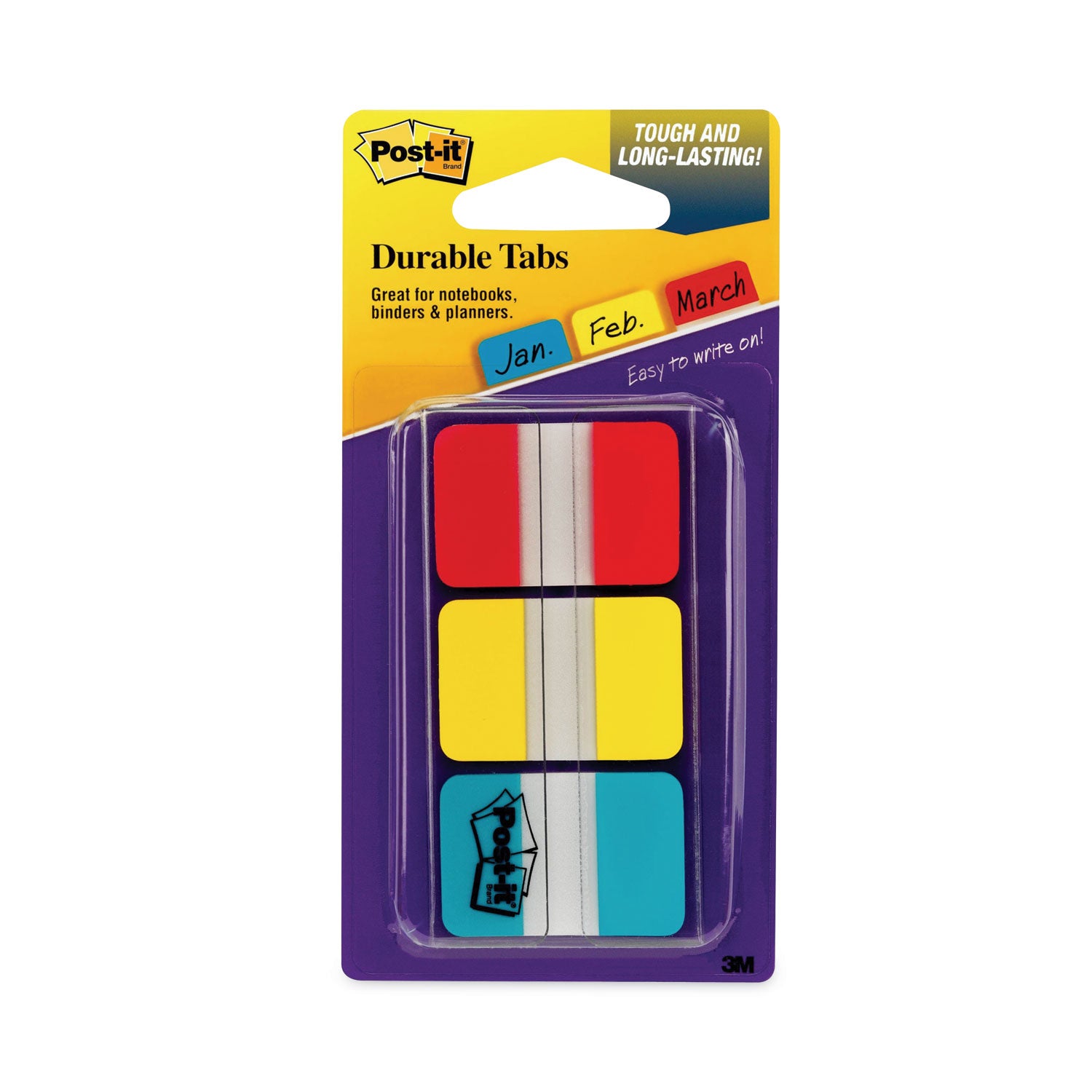 1" Plain Solid Color Tabs, 1/5-Cut, Assorted Primary Colors, 1" Wide, 66/Pack -