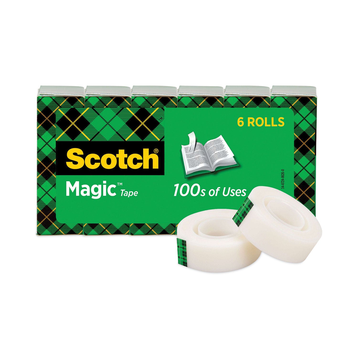 Magic Tape Refill, 1" Core, 0.75" x 83.33 ft, Clear, 6/Pack -