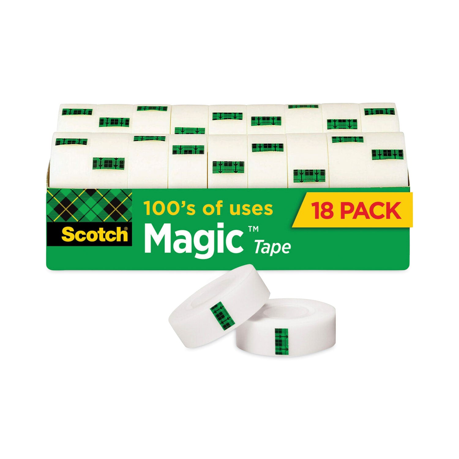 Magic Tape Cabinet Pack, 1" Core, 0.75" x 83.33 ft, Clear, 18/Pack -