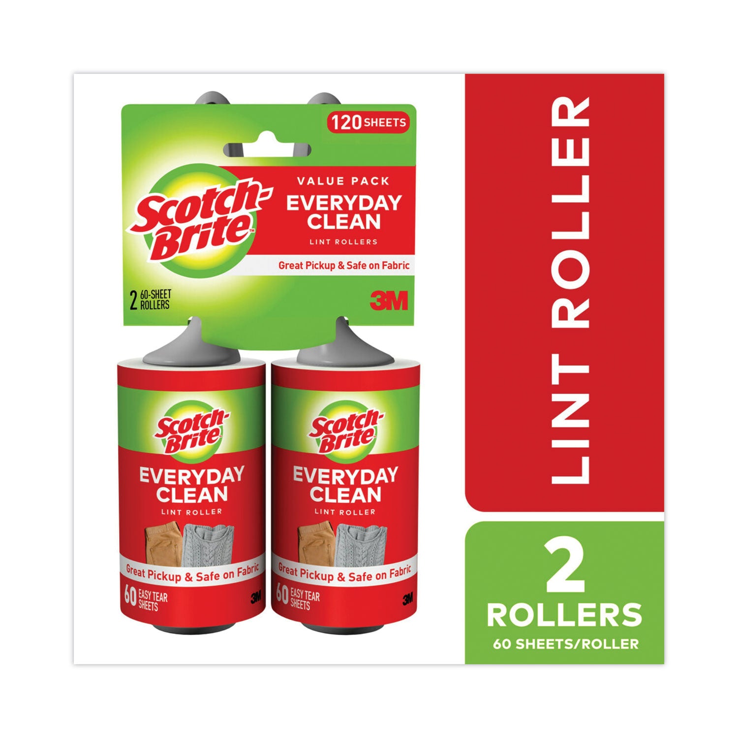 Scotch-Brite Lint Roller - Polyethylene Terephthalate (PET) Bristle - Black Handle - 2 Each - 1