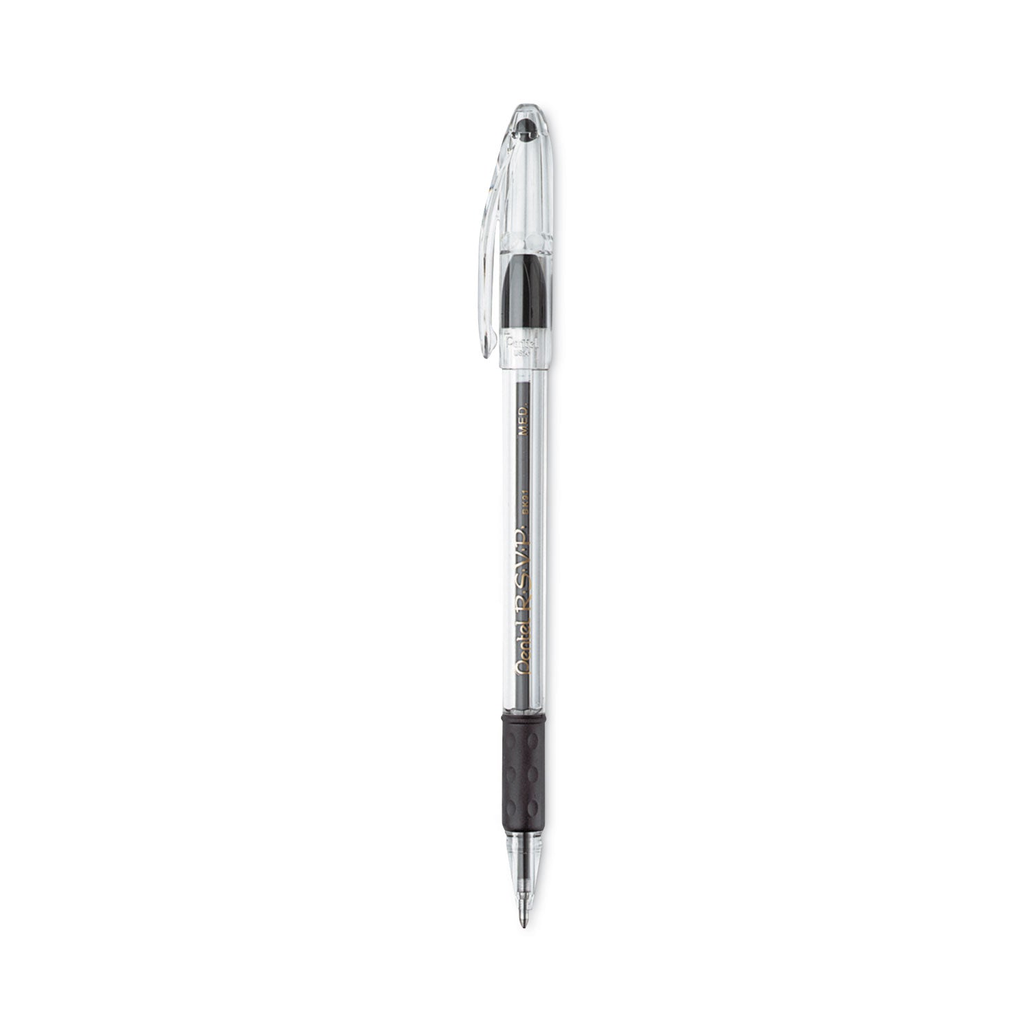 R.S.V.P. Ballpoint Pen Value Pack, Stick, Medium 1 mm, Black Ink, Clear/Black Barrel, 24/Pack -