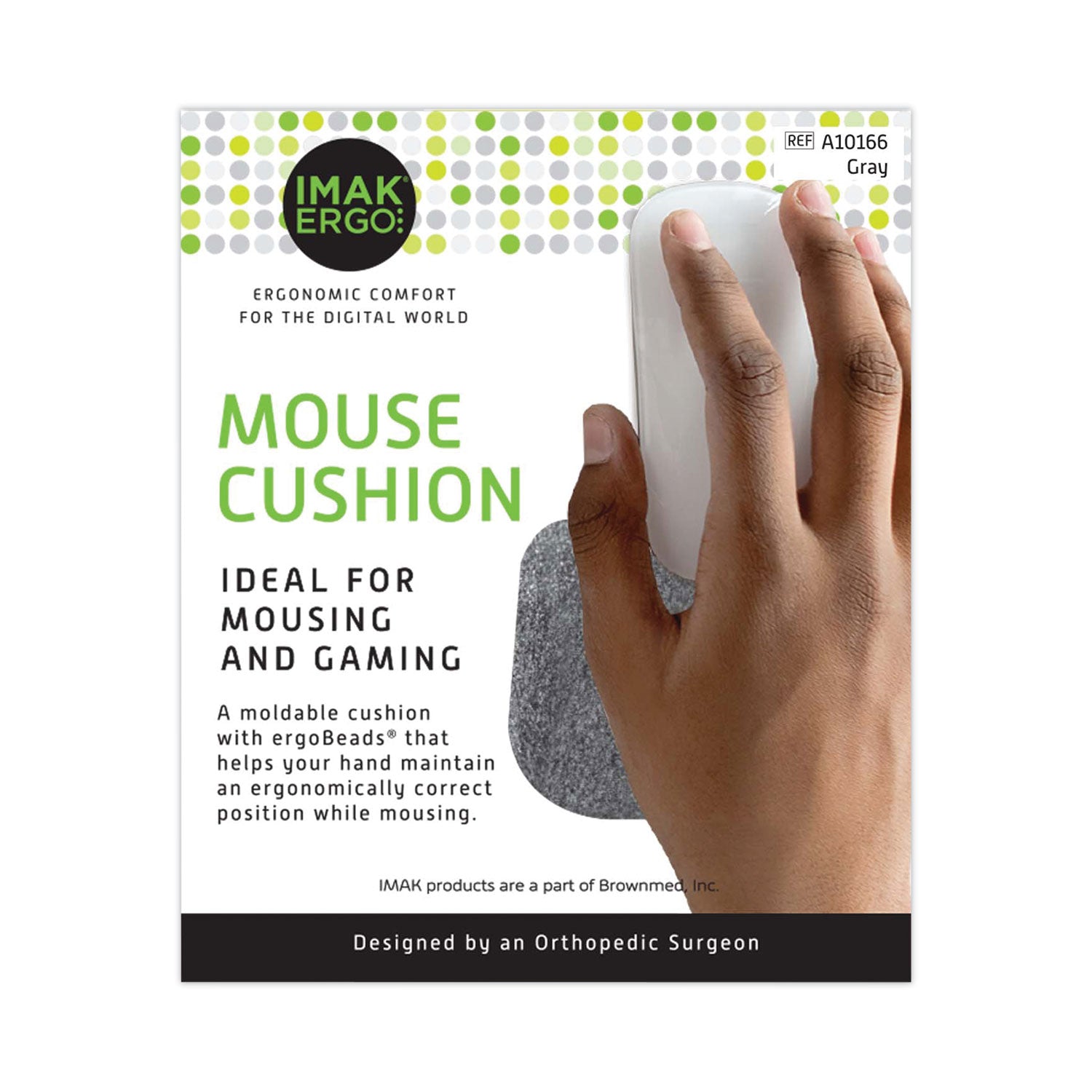 Mouse Wrist Cushion, 5.75 x 3.75, Gray -