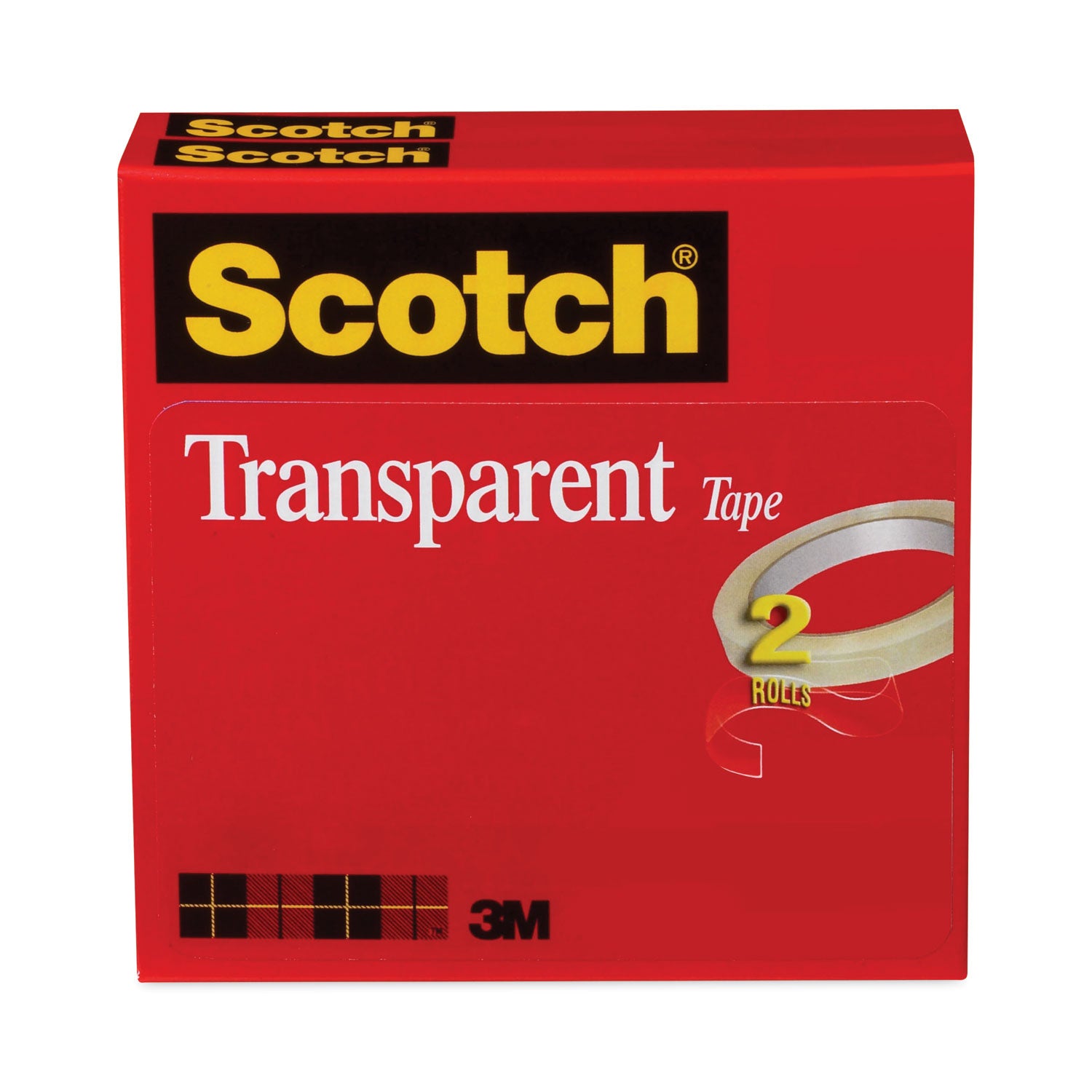 Transparent Tape, 3" Core, 0.5" x 72 yds, Transparent, 2/Pack -