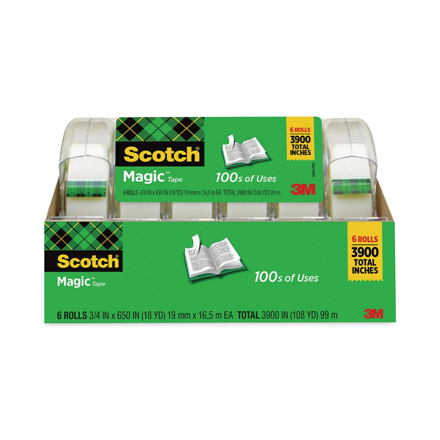 Magic Tape in Handheld Dispenser, 1" Core, 0.75" x 54.17 ft, Clear, 6/Pack -