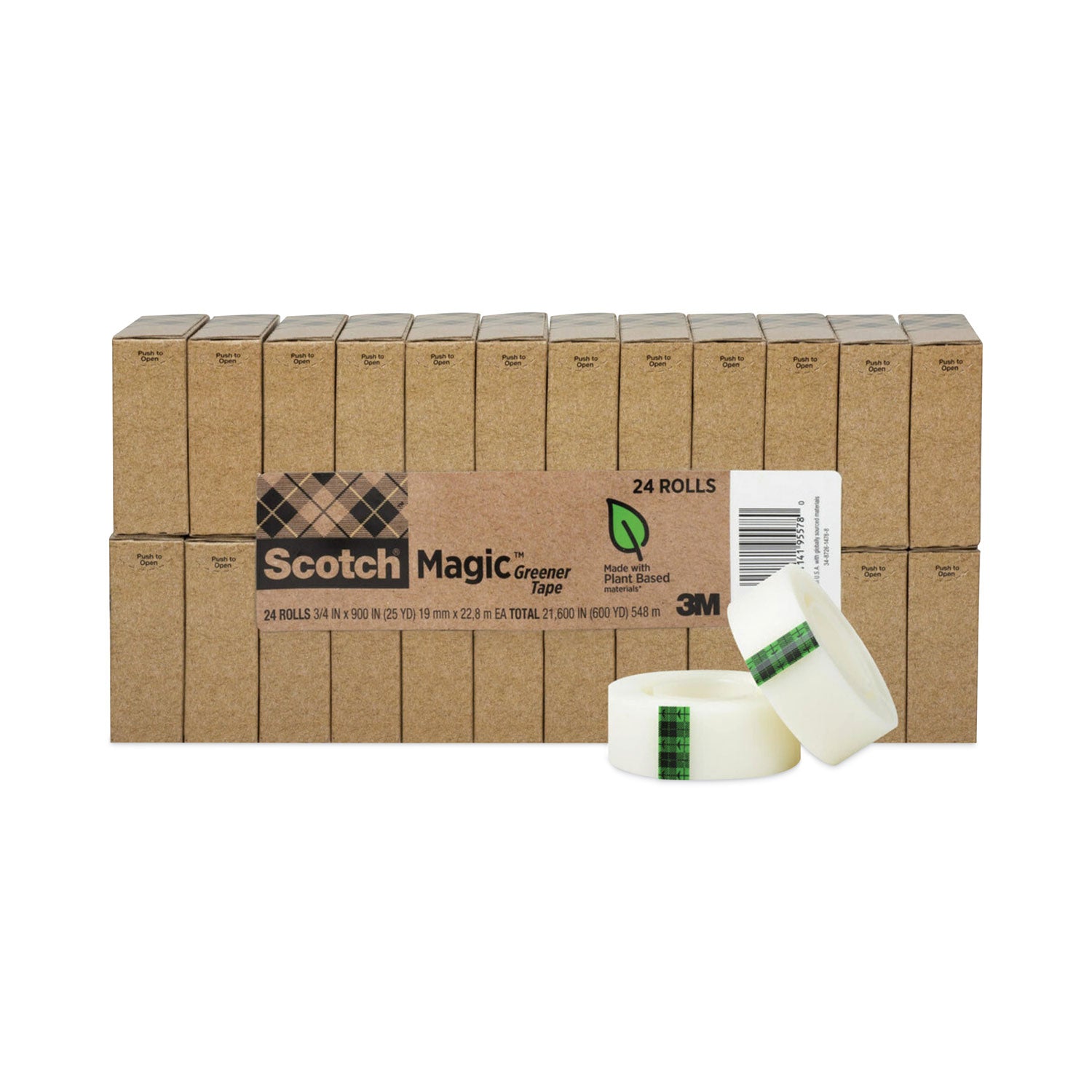 Magic Greener Tape, 1" Core, 0.75" x 75 ft, Clear, 24/Pack -