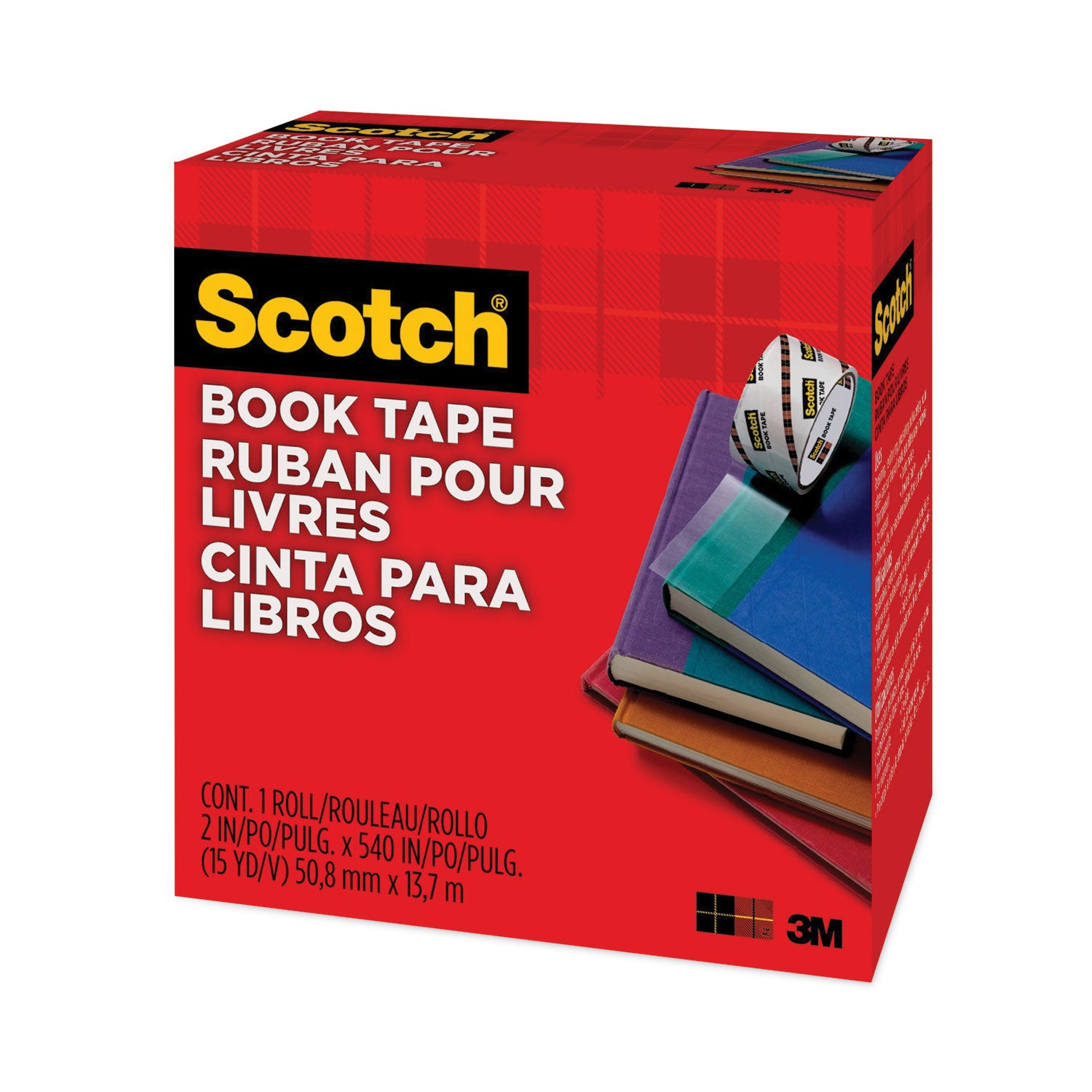 Book Tape, 3" Core, 2" x 15 yds, Clear -