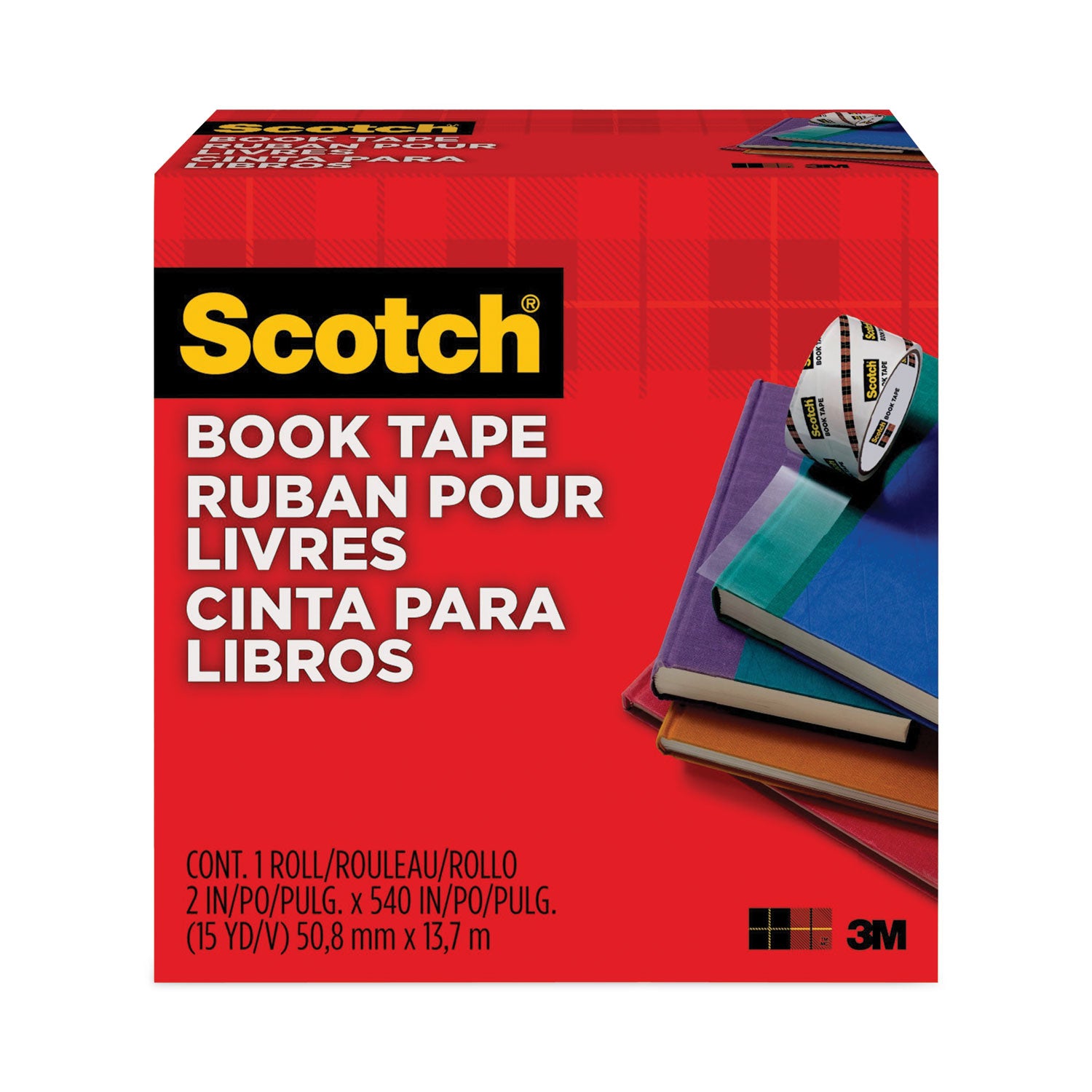 Book Tape, 3" Core, 2" x 15 yds, Clear -