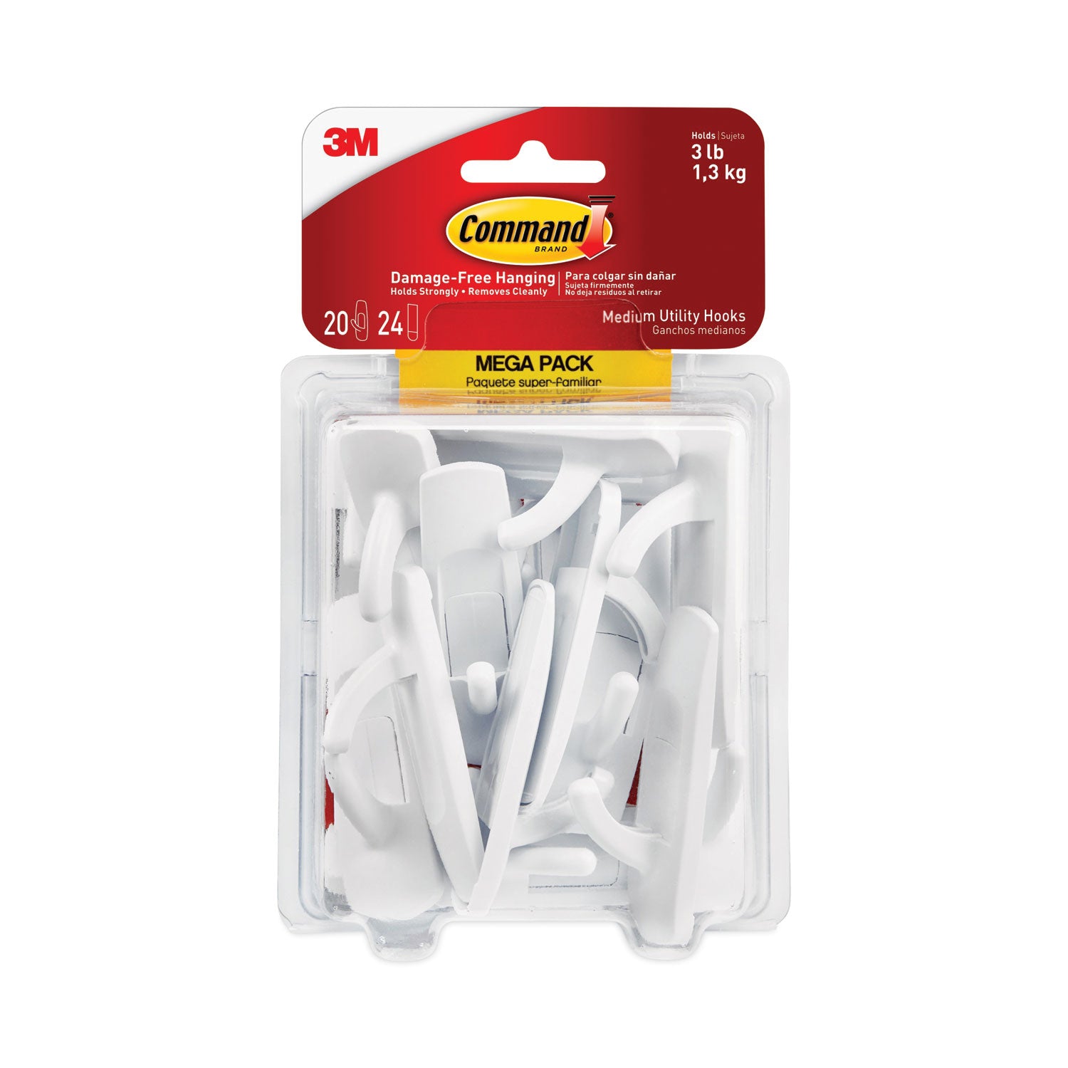 general-purpose-hooks-medium-plastic-white-3-lb-capacity-20-hooks-and-24-strips-pack_mmm17001mpes - 2