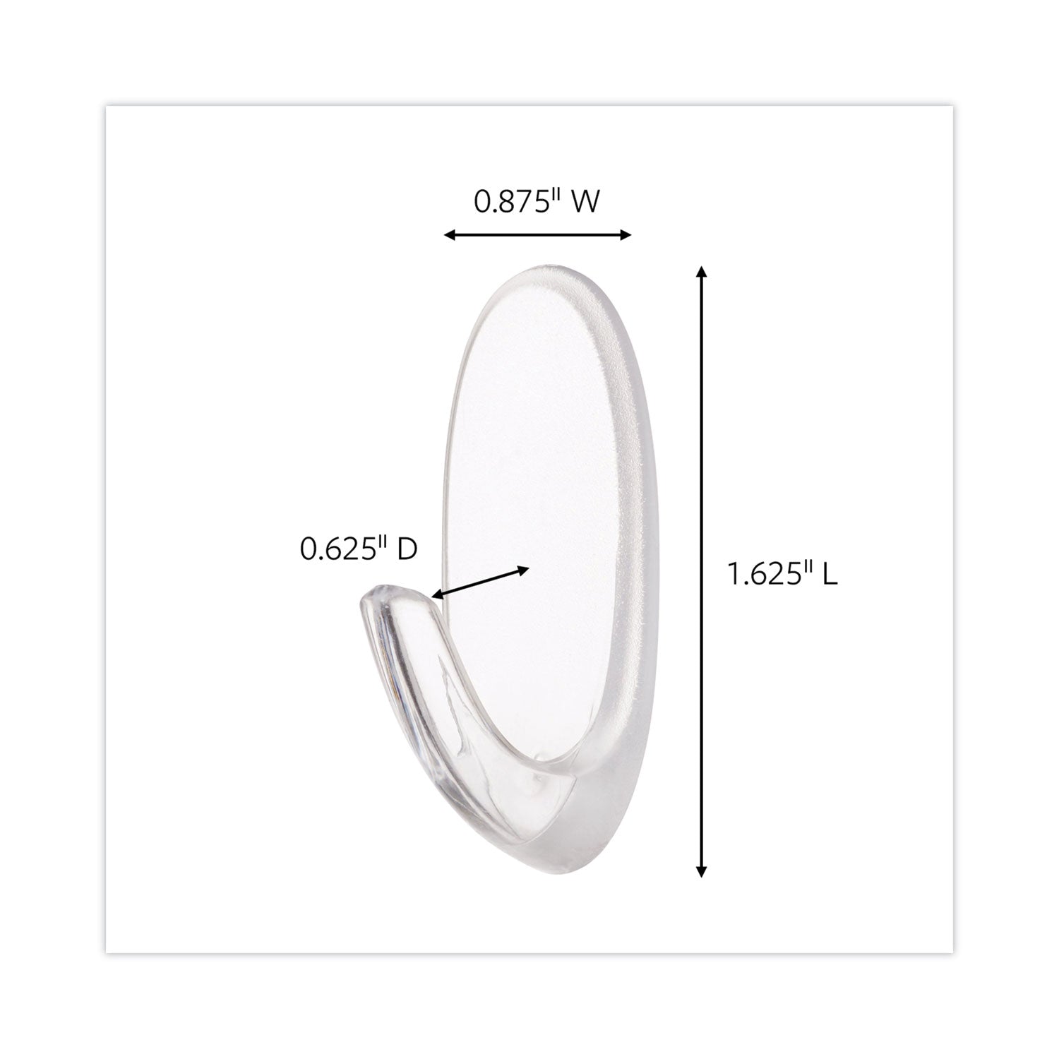 Clear Hooks and Strips, Medium, Plastic, 2 lb Capacity, 50 Hooks with 50 Adhesive Strips/Carton -